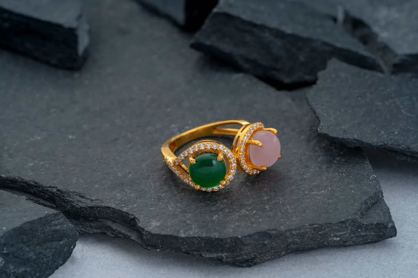 Bi chromatic gold ring for women – handcrafted gold RINGS (alternate view)