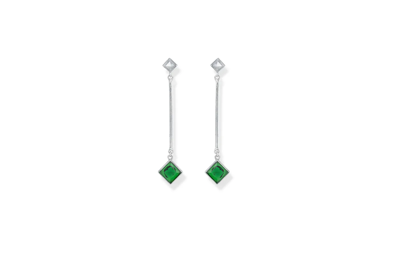 GREEN AURA SILVER DANGLERS