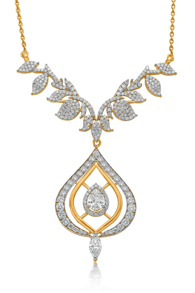 Serene radiance pendant (18k with natural diamonds) – handcrafted gold PENDANTS (alternate view)