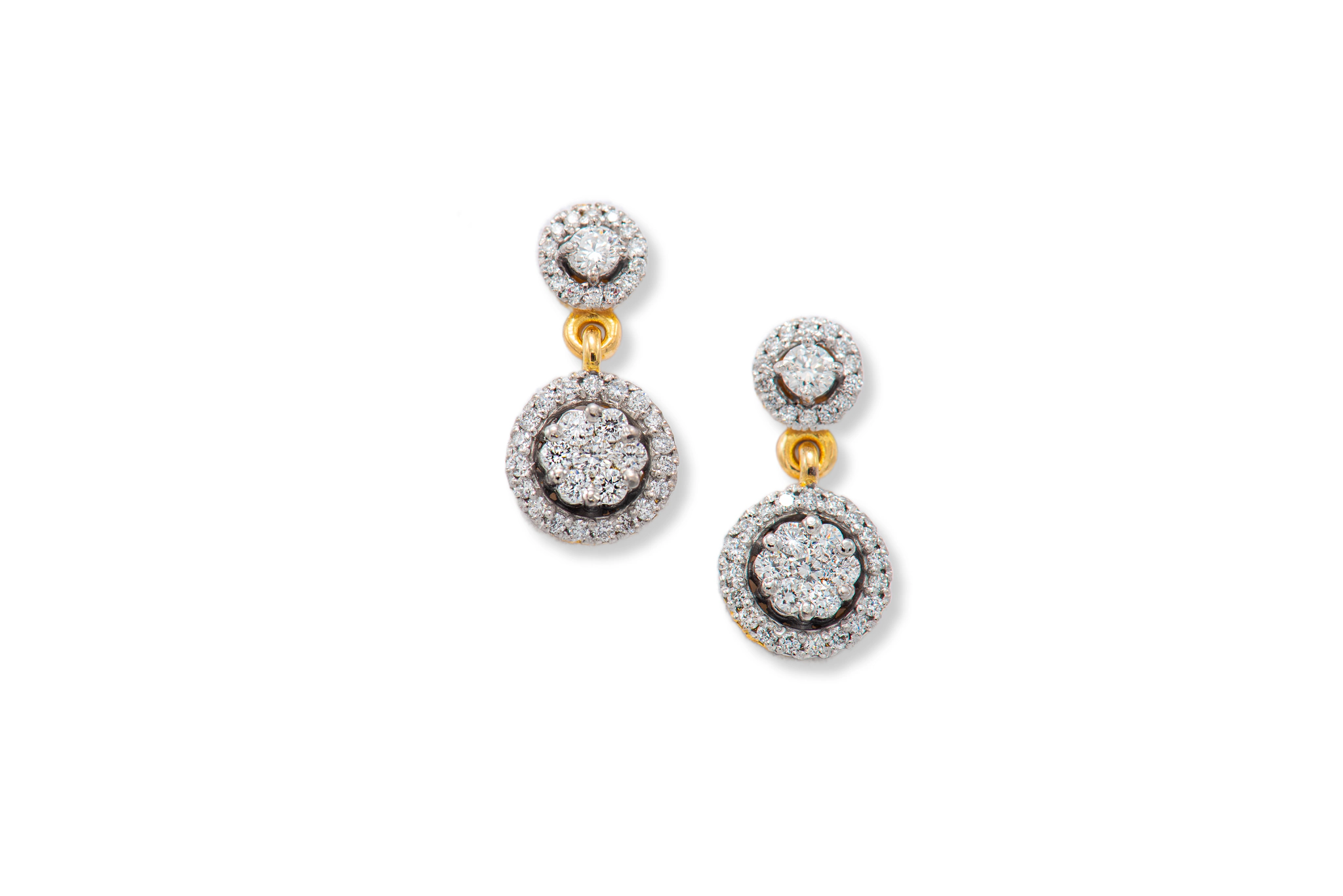 SPARKLING HALO DIAMOND EARRINGS (14K WITH  LAB GROWN DIAMONDS)