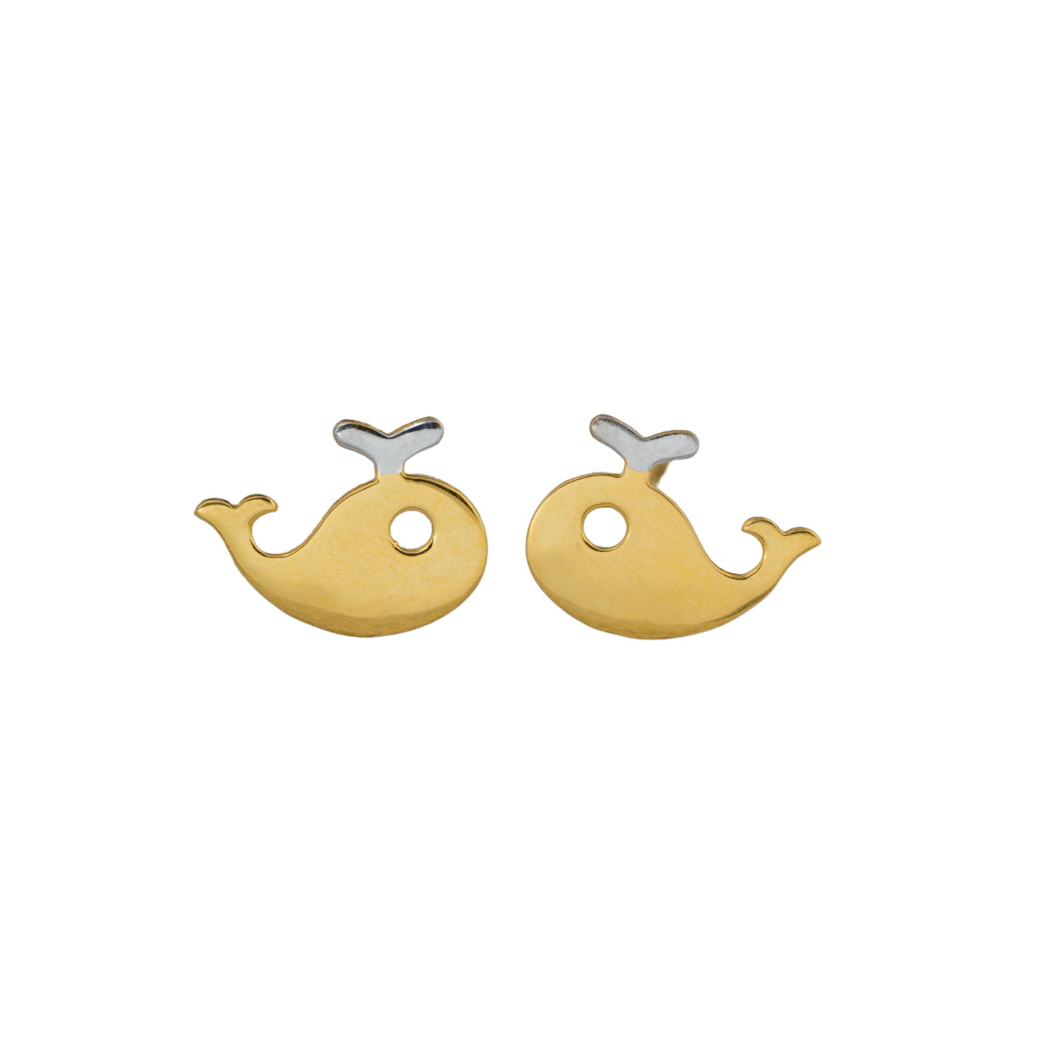 Golden whale studs – handcrafted gold EARRINGS