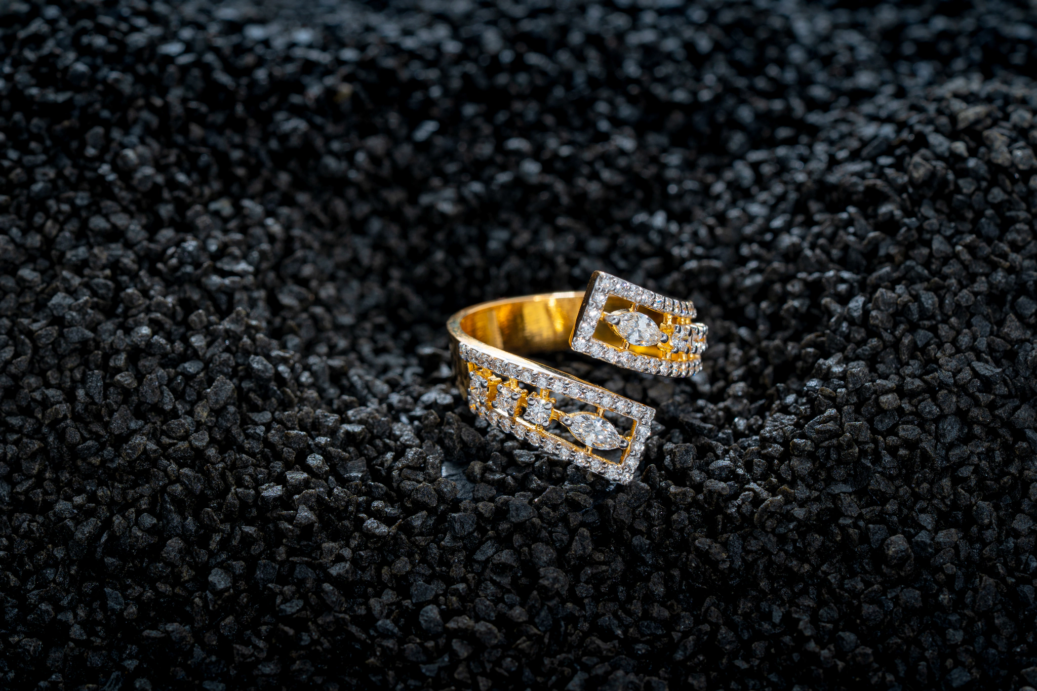 OPEN DIAMOND BAND RING(14K WITH NATURAL DIAMONDS)