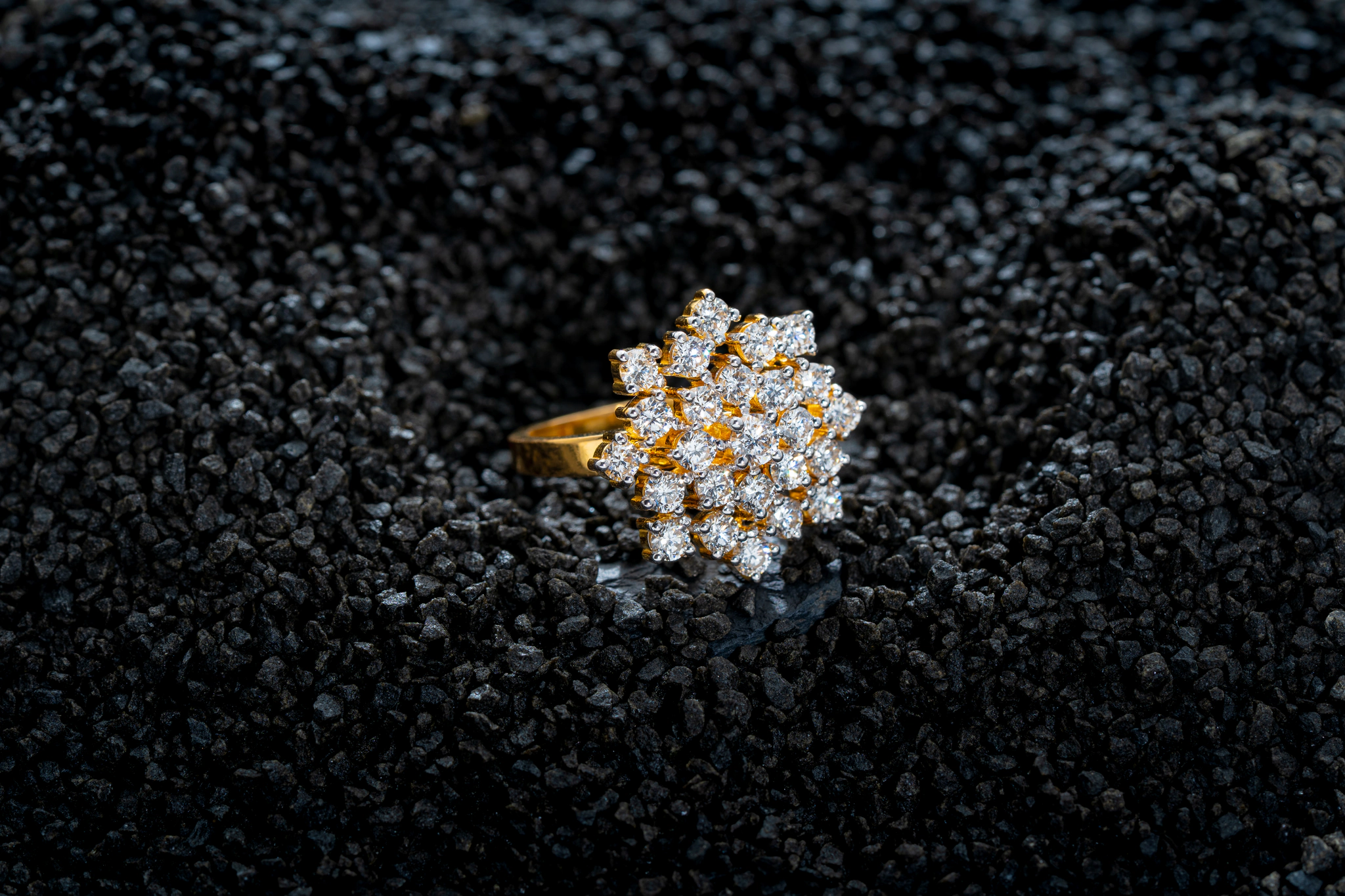 GORGEOUS FLORAL RING (14K WITH  LAB GROWN DIAMONDS)
