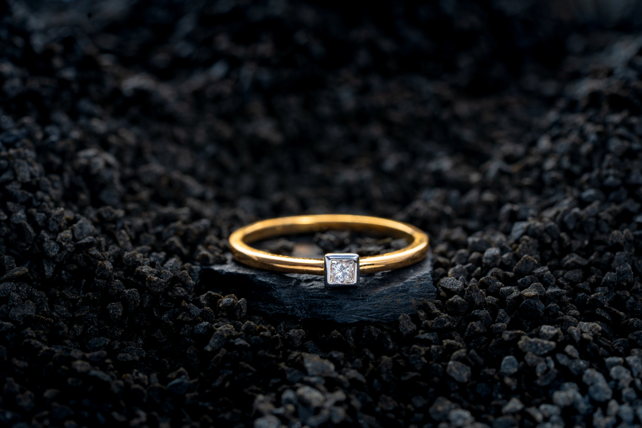 SHINNING SQUARE DIAMOND RING (14K WITH LAB GROWN DIAMONDS)