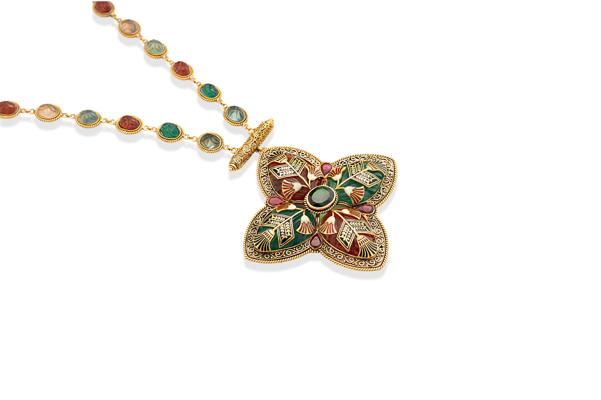 HEIRLOOM GOLD AND QUARTZ LONG NECKLACE