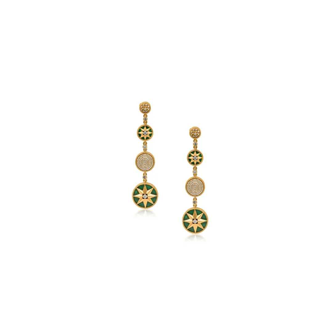 MALACHITE AND DIAMOND EARRINGS (18K WITH NATURAL DIAMONDS)