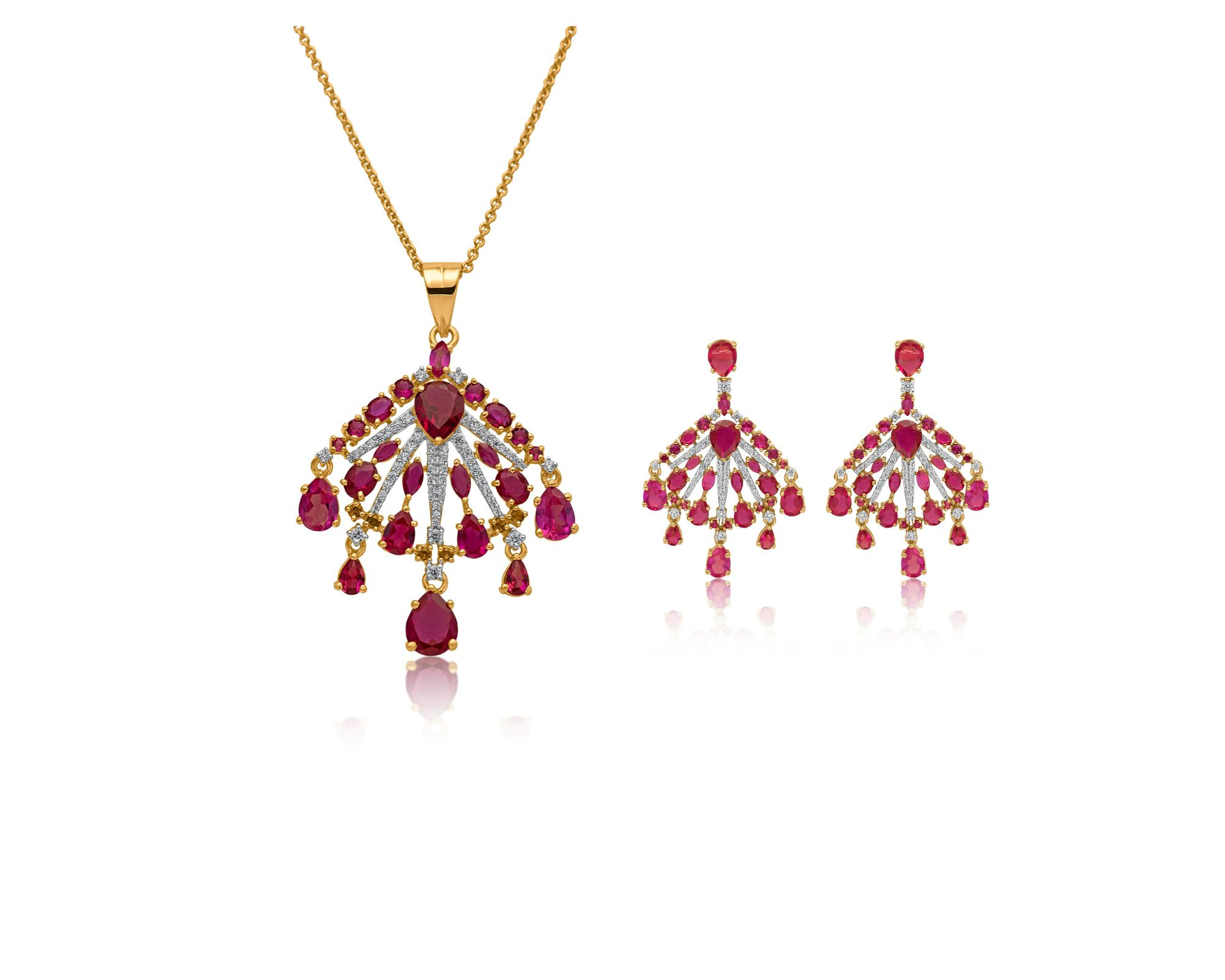 ROSE DROP PENDANT SET  (18K WITH NATURAL DIAMONDS)