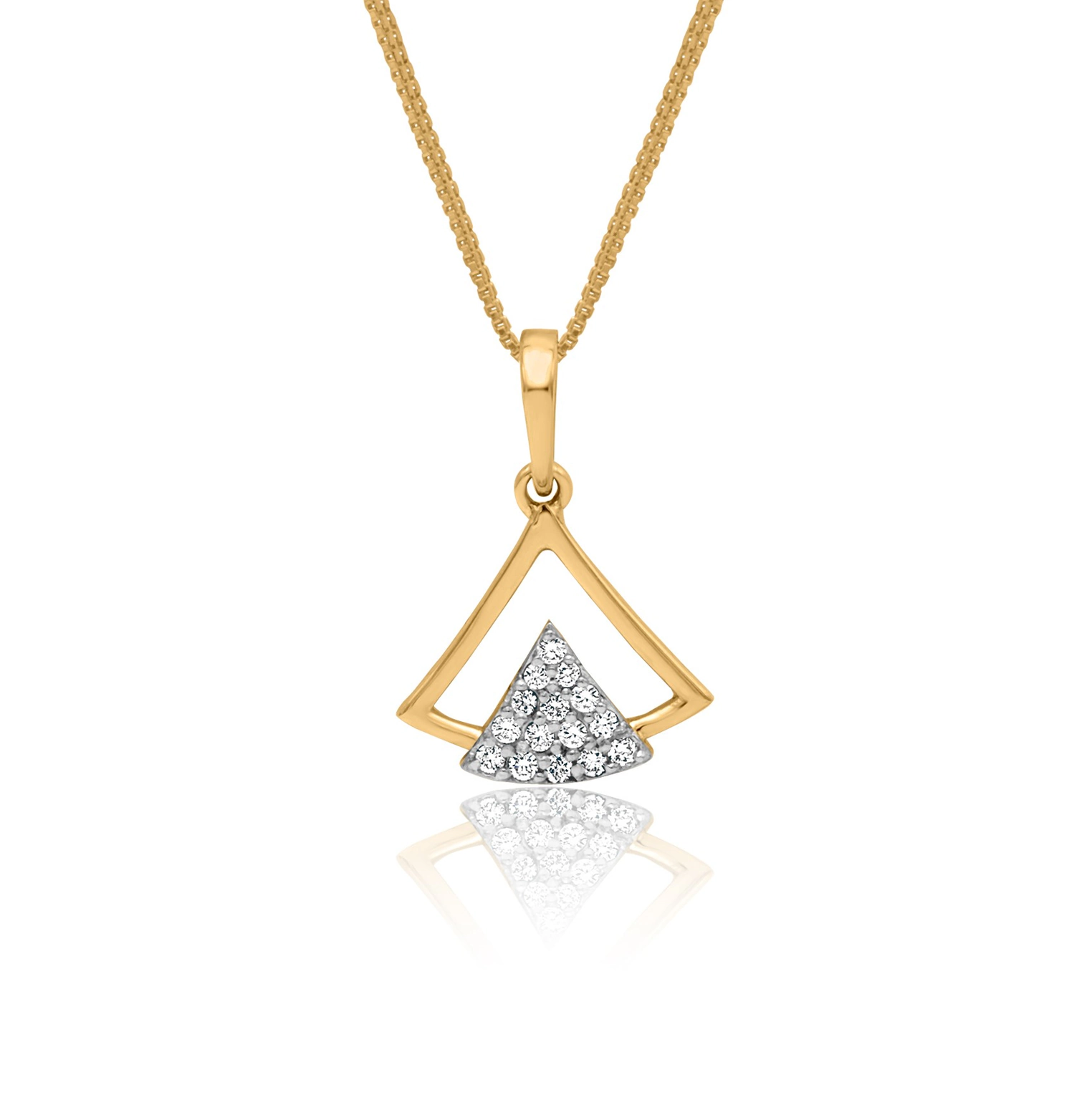 SHINNING DIAMOND TRIANGLE PENDANT (14K WITH LAB GROWN   DIAMONDS)