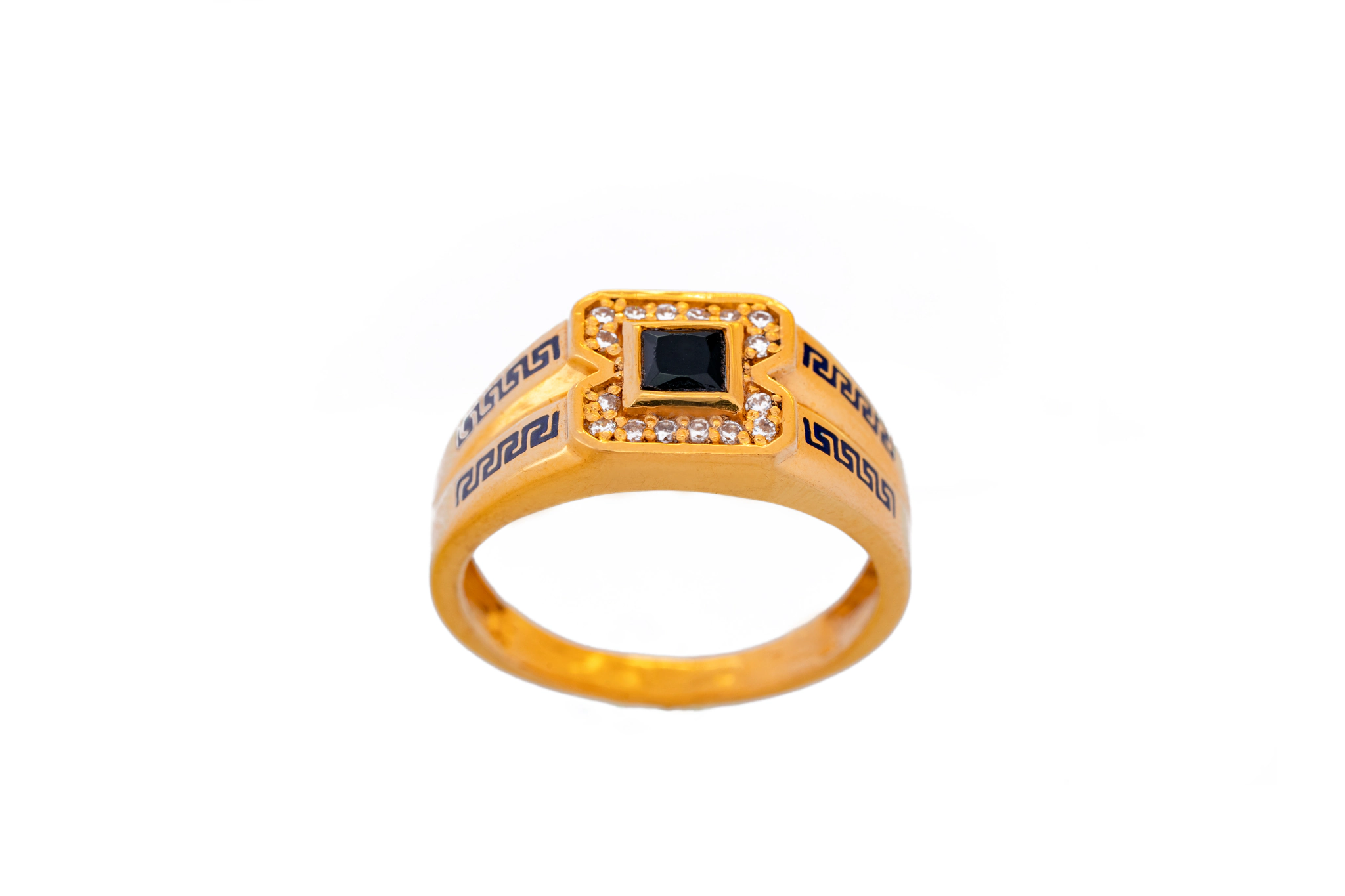 Black Tourmaline Gold Men's Ring