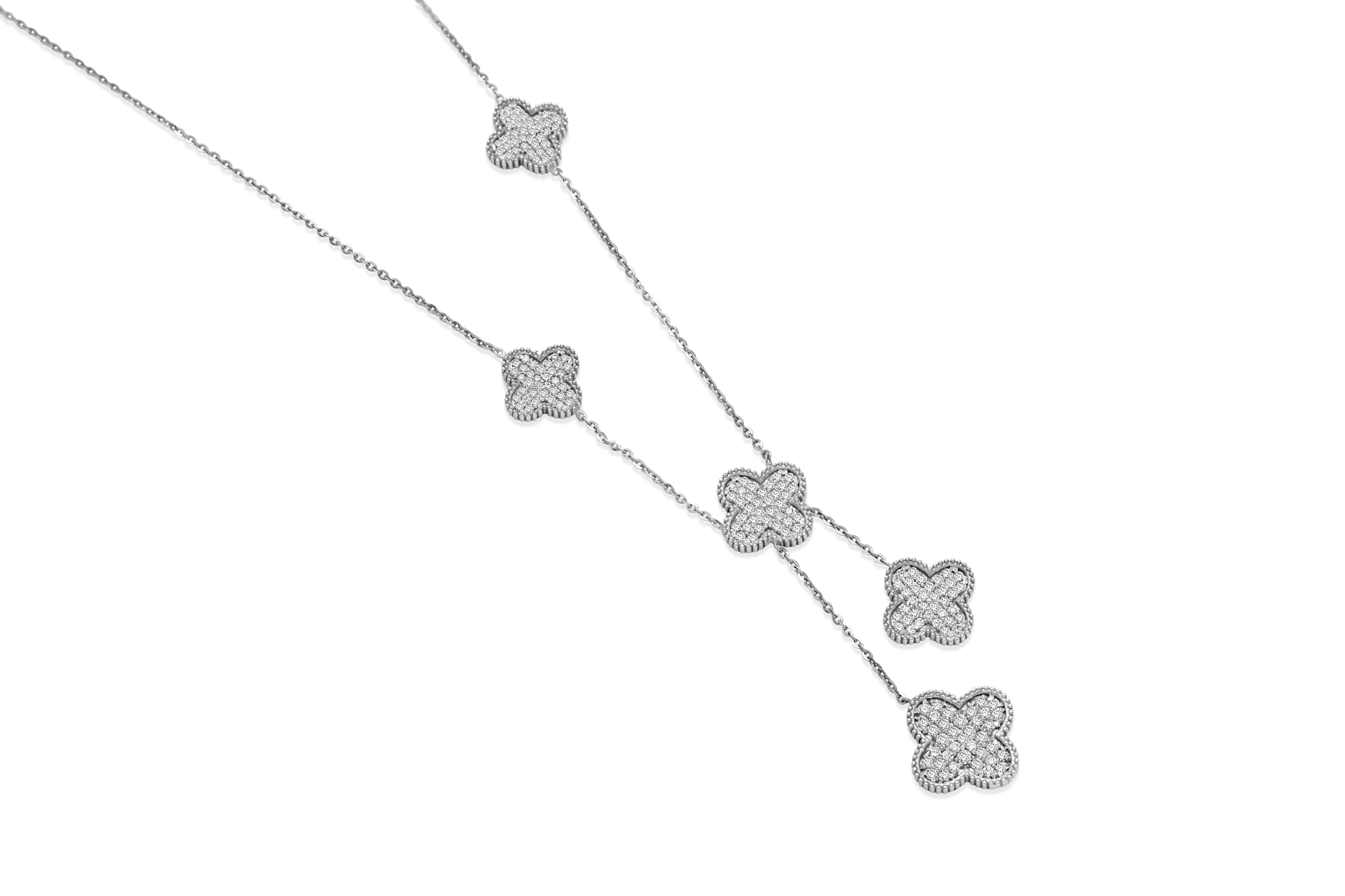 DIAMOND QUATREFOIL NECKLACE SET (14K WITH LAB GROWN DIAMONDS)
