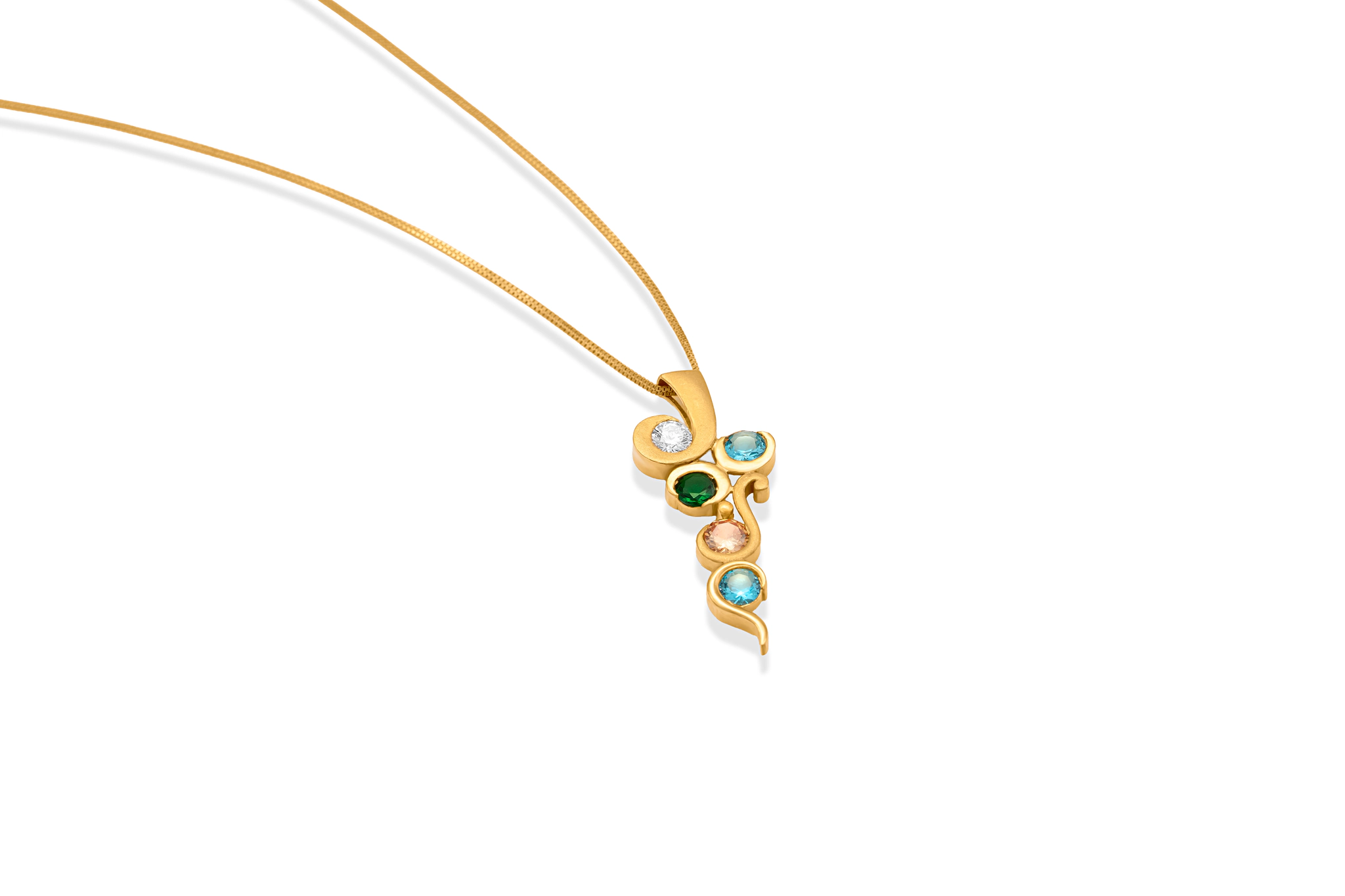 Cascading gemstone gold pendant – handcrafted gold PENDANTS