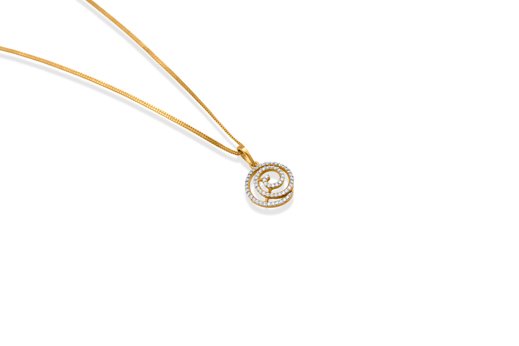 SHINNING SPIRAL DIAMOND PENDANT (14K WITH NATURAL DIAMONDS)