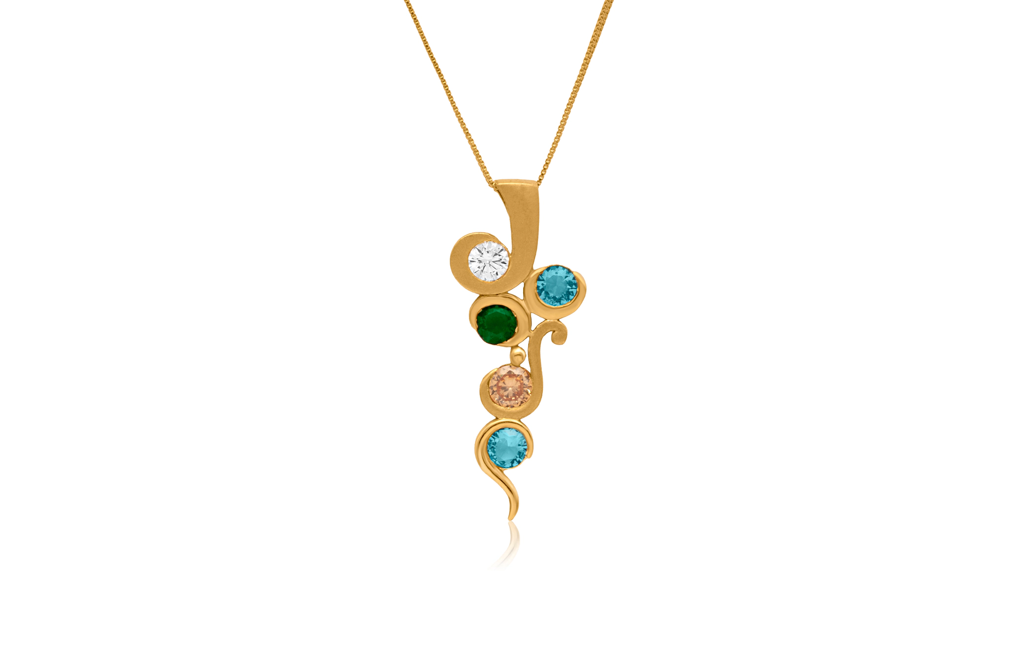 Cascading gemstone gold pendant – handcrafted gold PENDANTS (alternate view)