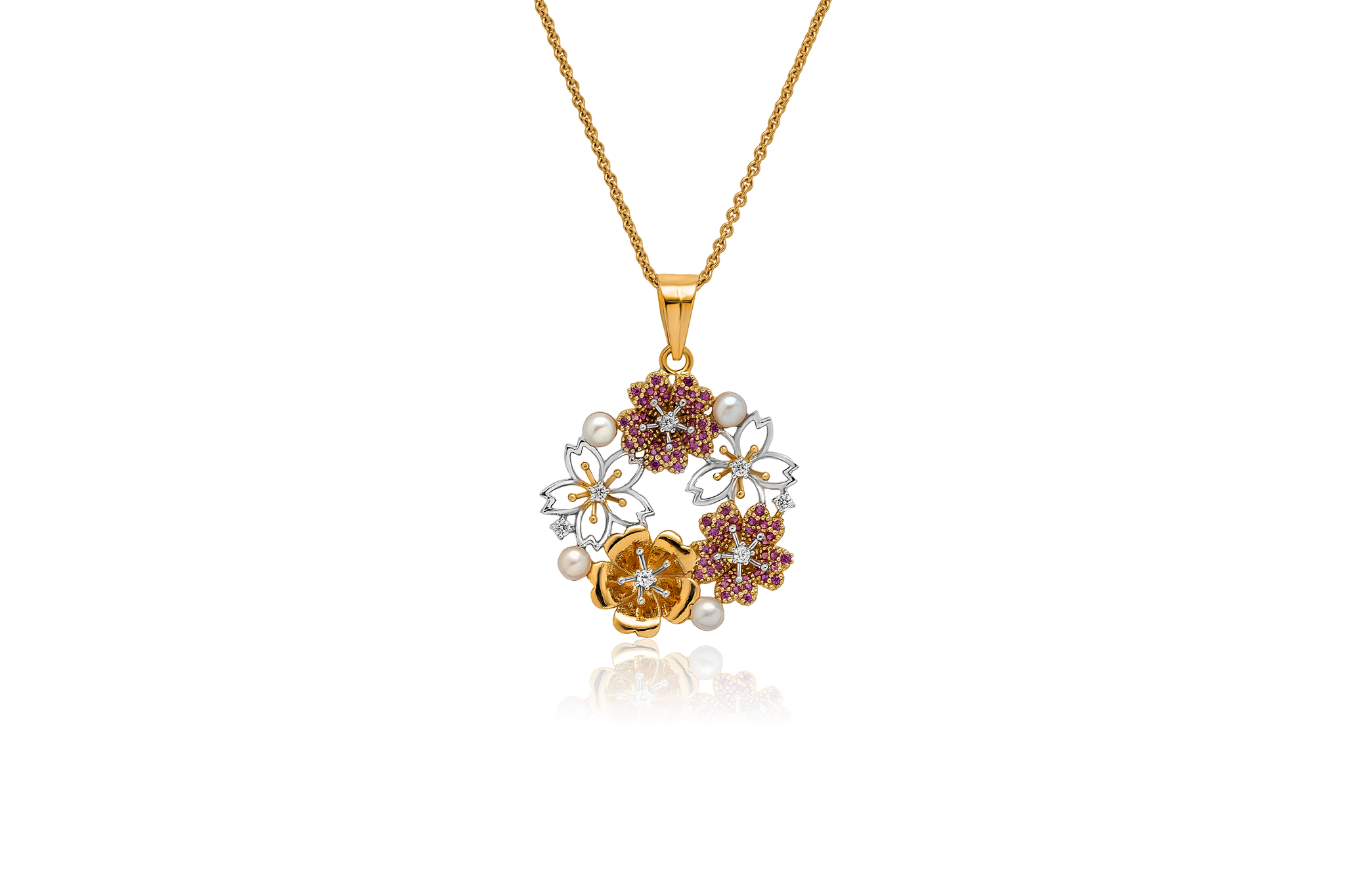 FLORAL RADIANCE DIAMOND PENDANT  (18K WITH NATURAL DIAMONDS)