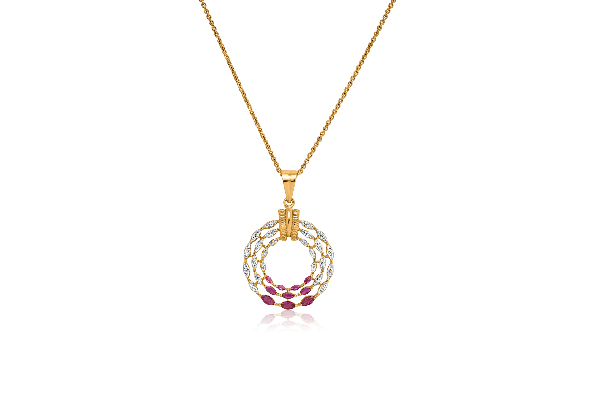 TRI-RINGED DIAMOND PENDANT (18K WITH NATURAL DIAMONDS)