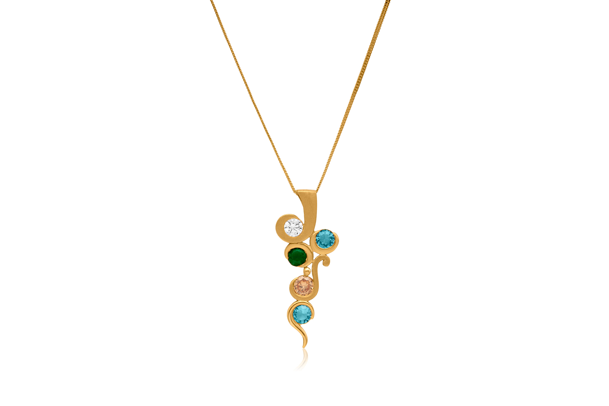 CASCADING GEMSTONE GOLD PENDANT