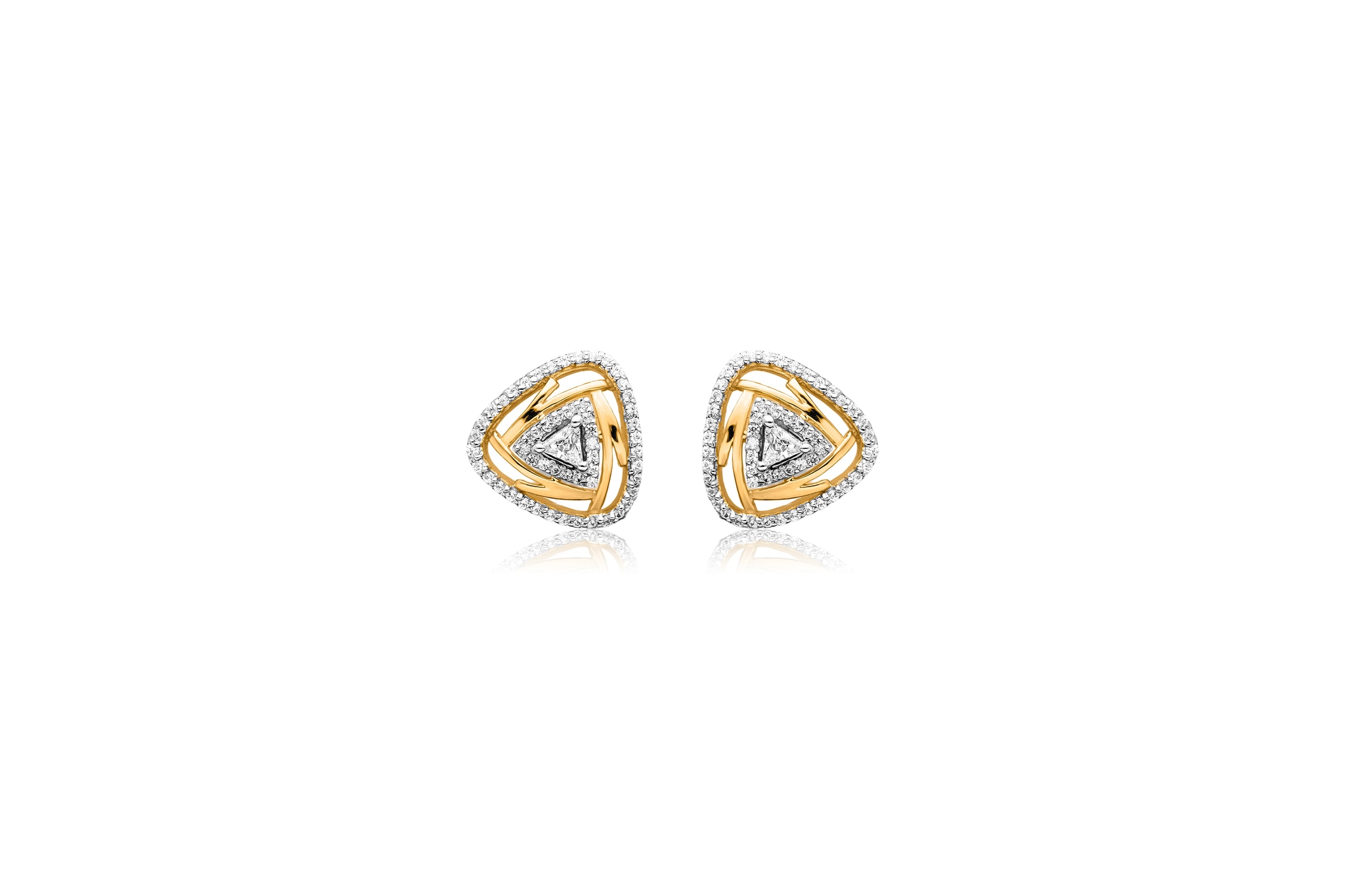 GLOWING TRIANGULAR DIAMOND STUD EARRINGS (18K WITH NATURAL DIAMONDS)