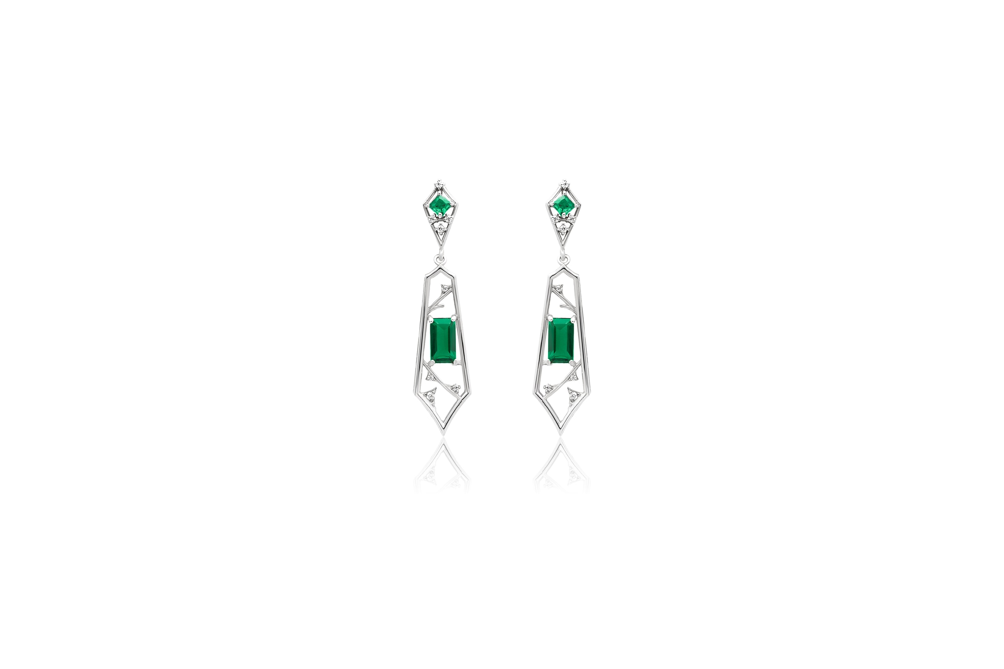 Green Enigma Gold Earrings (18K WITH NATURAL DIAMONDS)