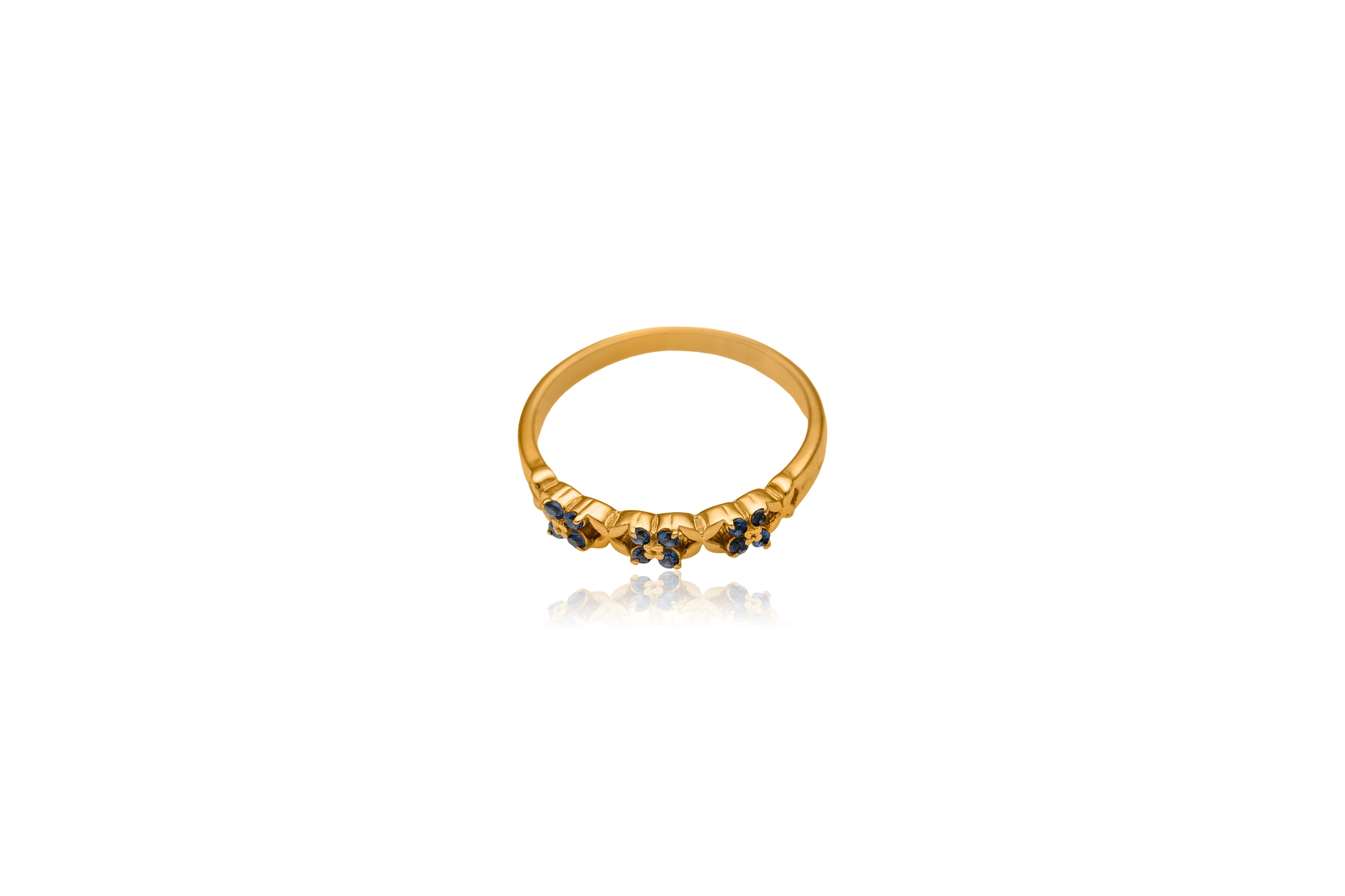 14K GOLD BLUE FLORAL RING