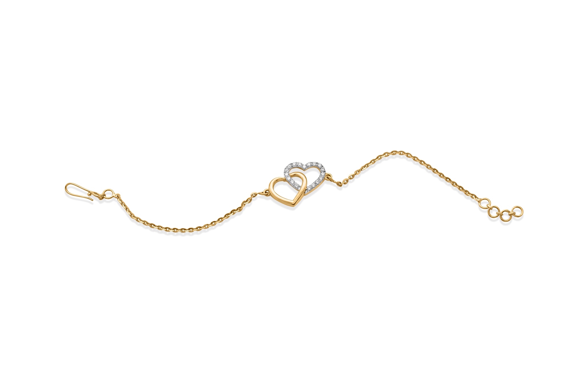 SPARKLING TWIN HEARTS DIAMOND BRACELET  (18K WITH NATURAL DIAMONDS)