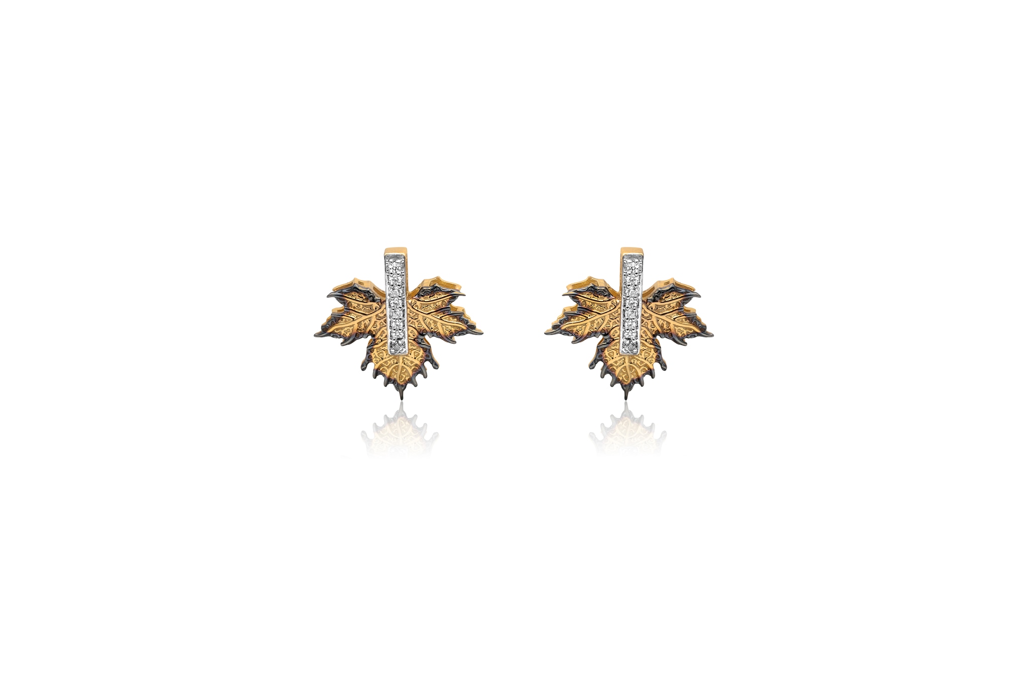 MAPLE LEAF DIAMOND EARRINGS (18K WITH NATURAL DIAMONDS)