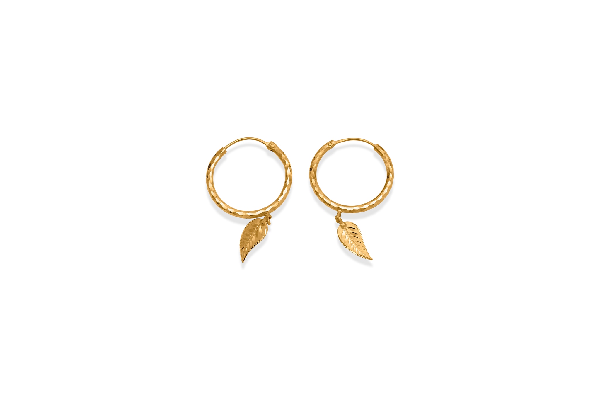 LEAF GOLD HOOP EARRINGS
