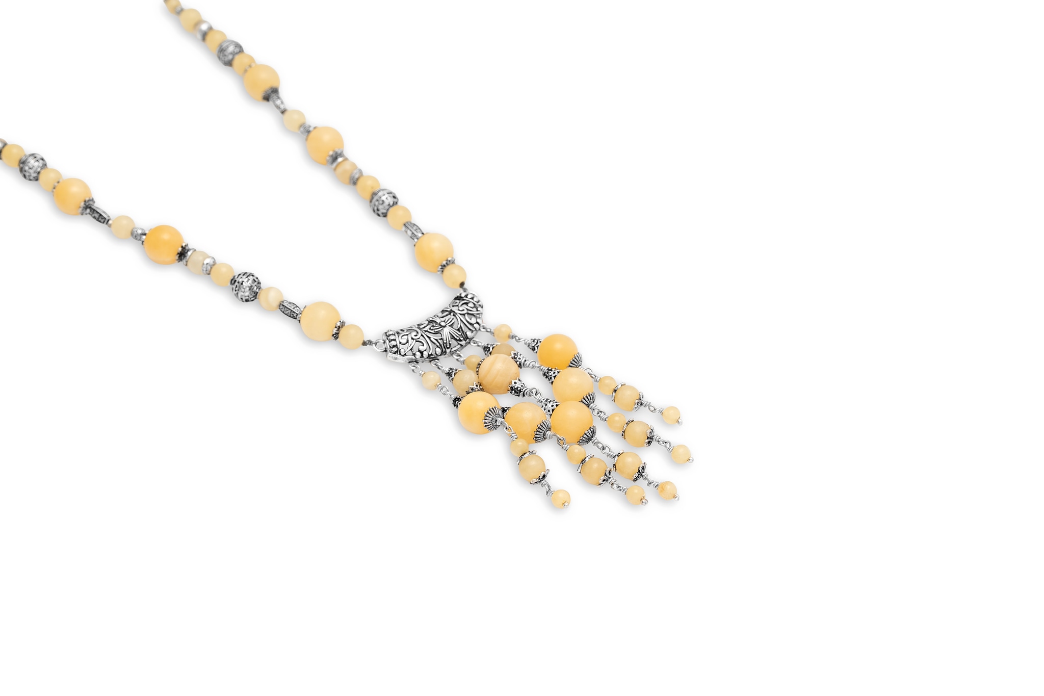 BEADED SILVER NECKLACE