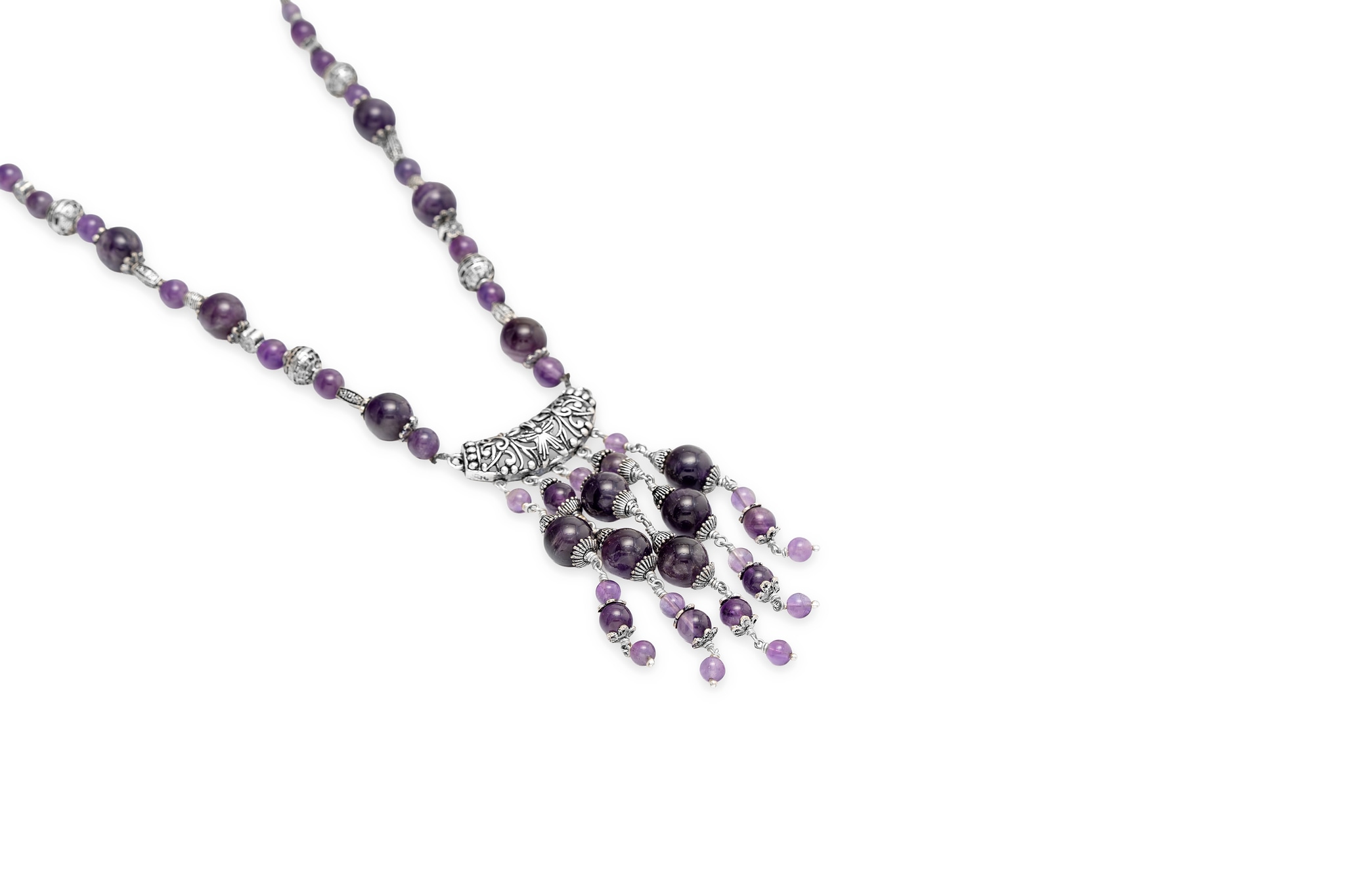 BEADED SILVER NECKLACE