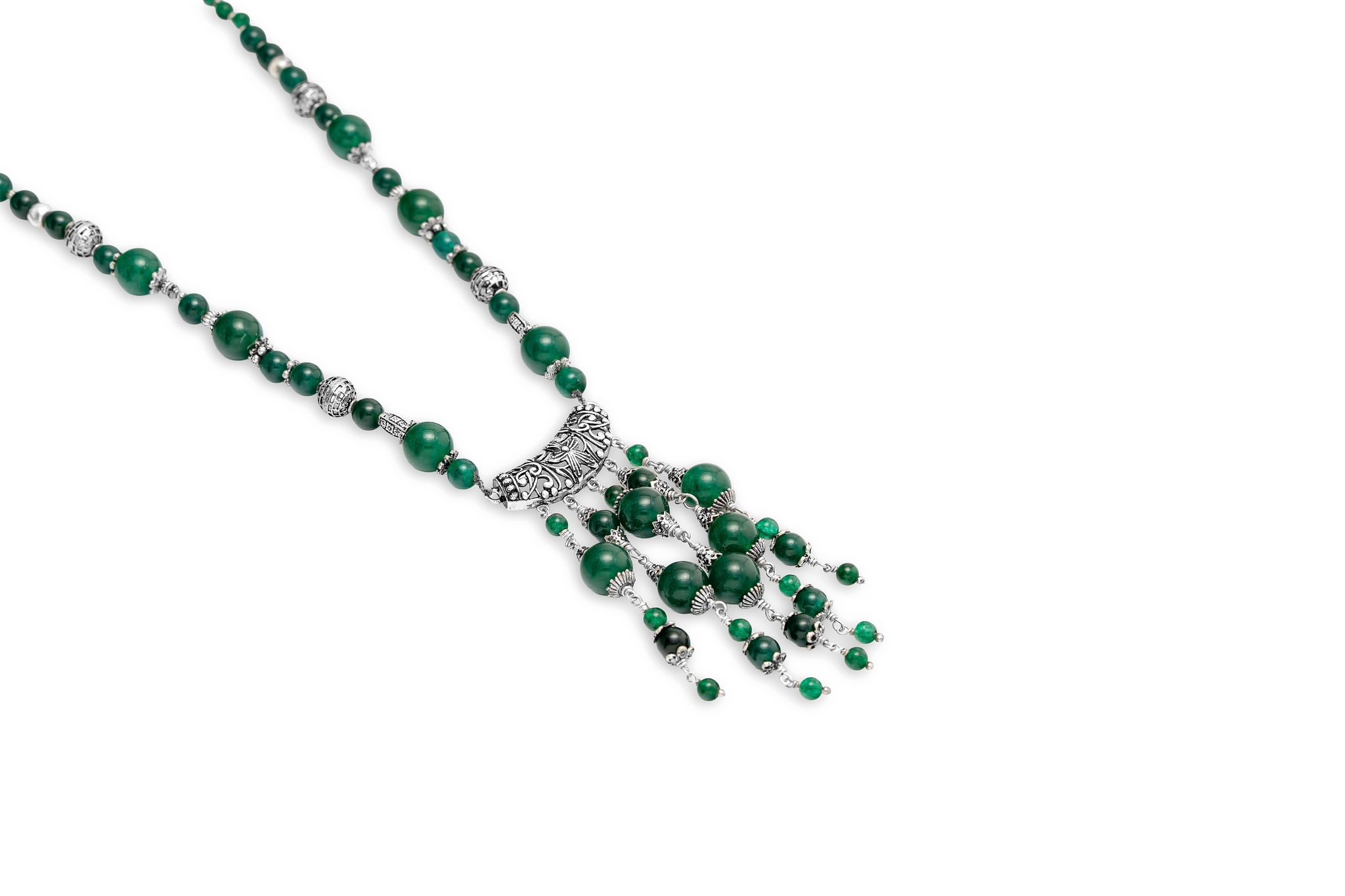 BEADED SILVER NECKLACE