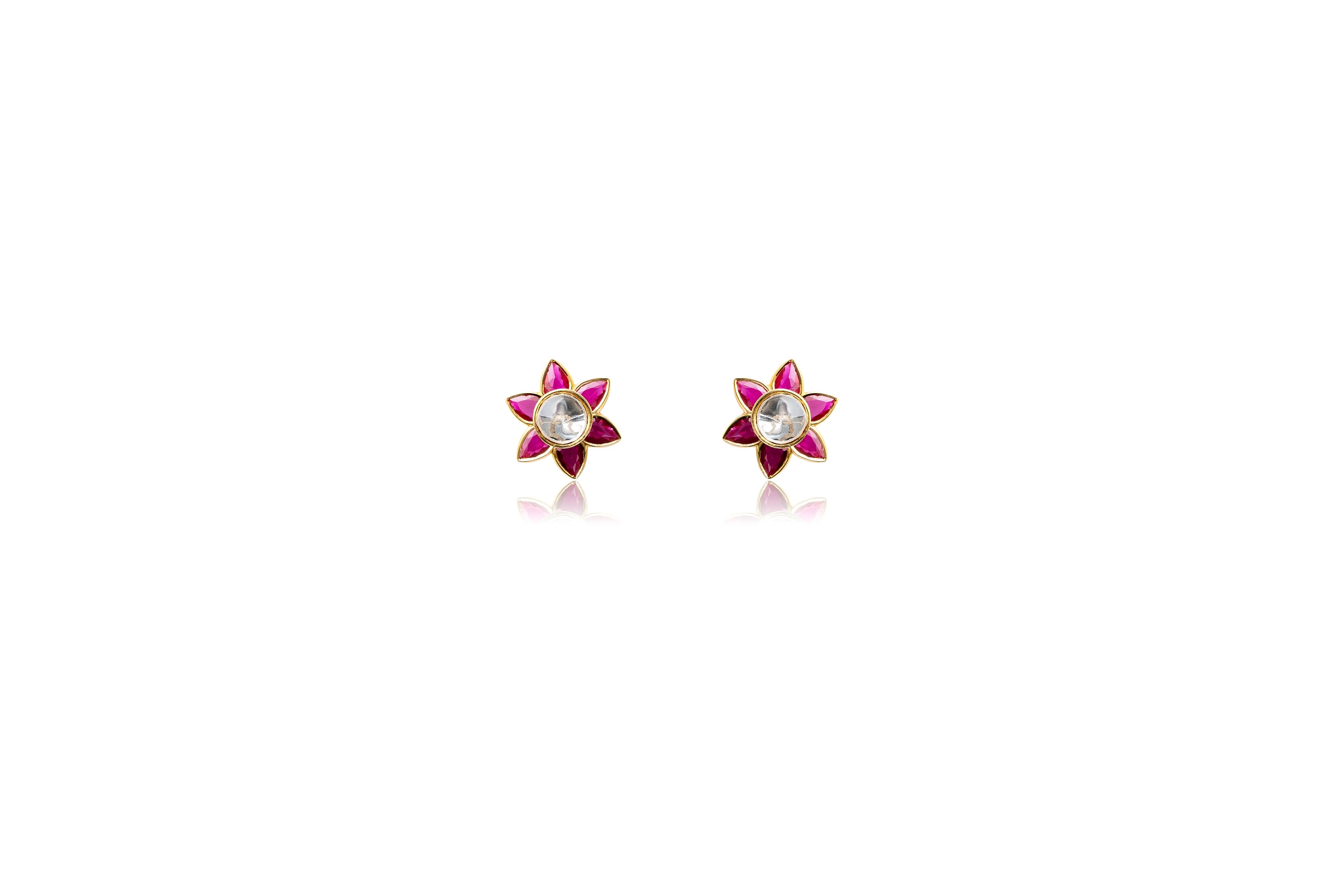 RUBY BLOOM SILVER STUD EARRINGS