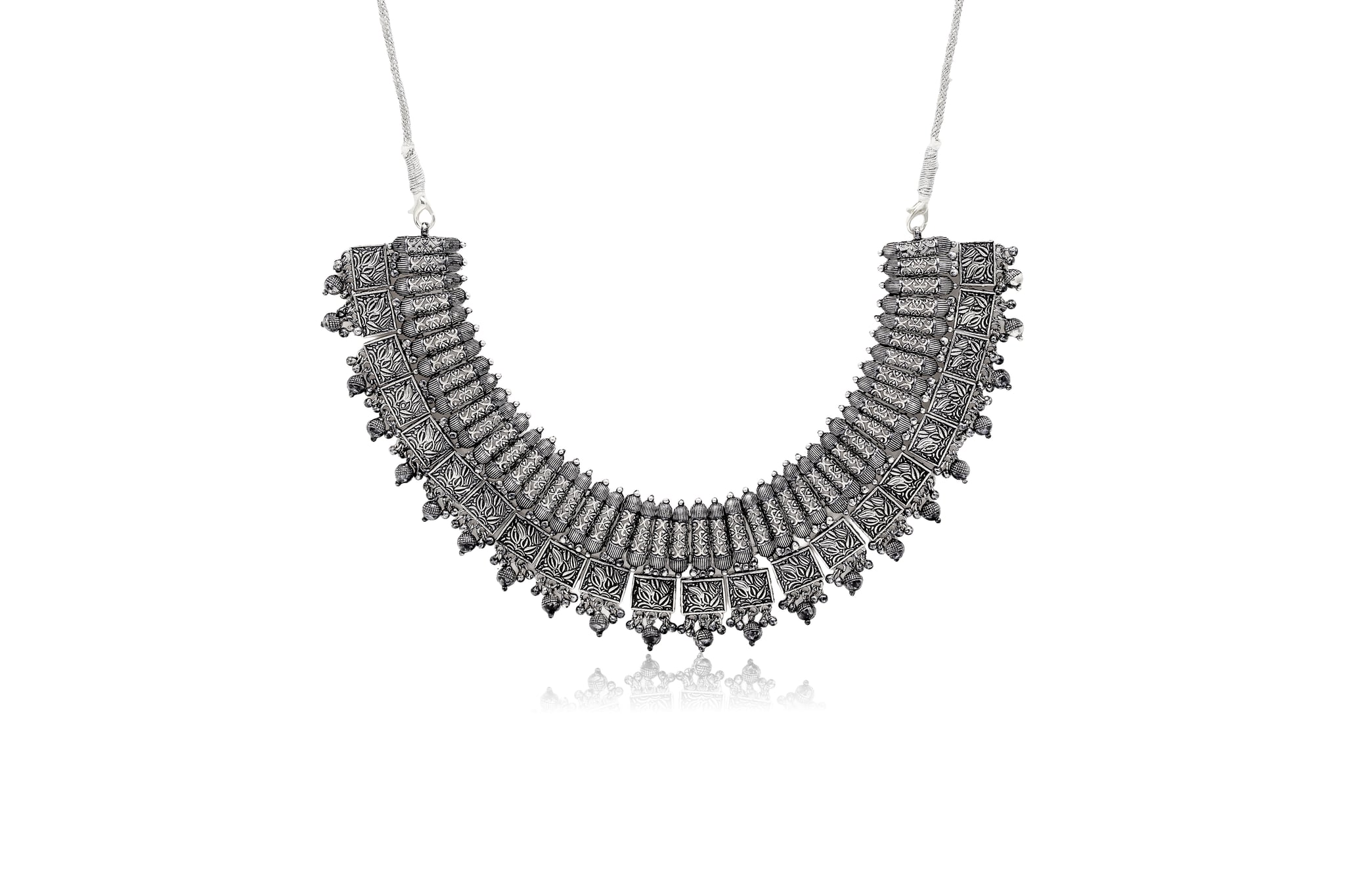 JAIPURI CRAFTSMANSHIP SILVER NECKLACE SET