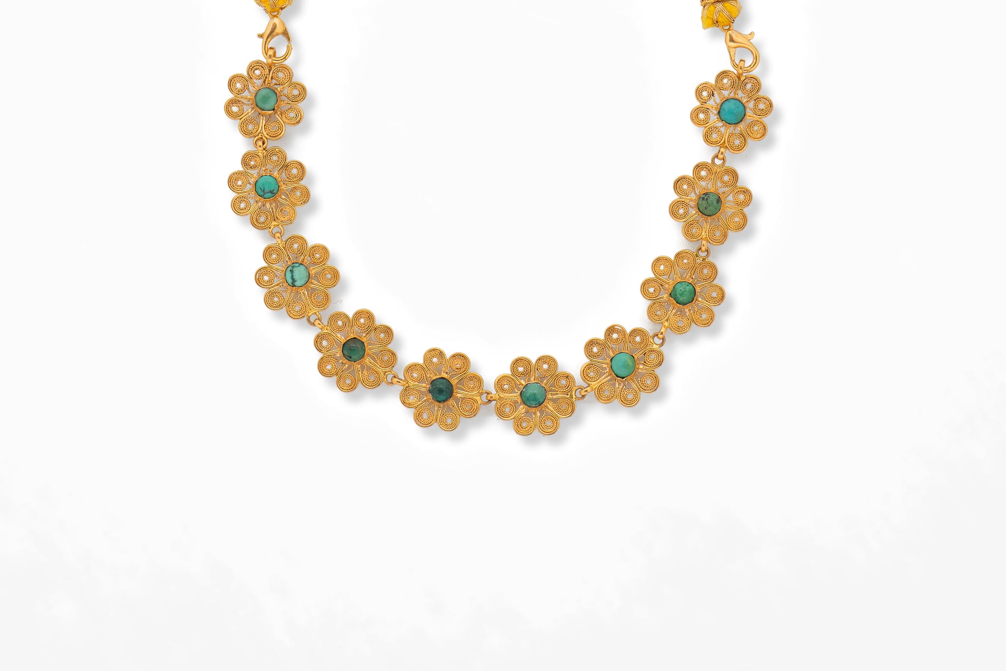 FLORAL FILIGREE GOLD NECKLACE SET