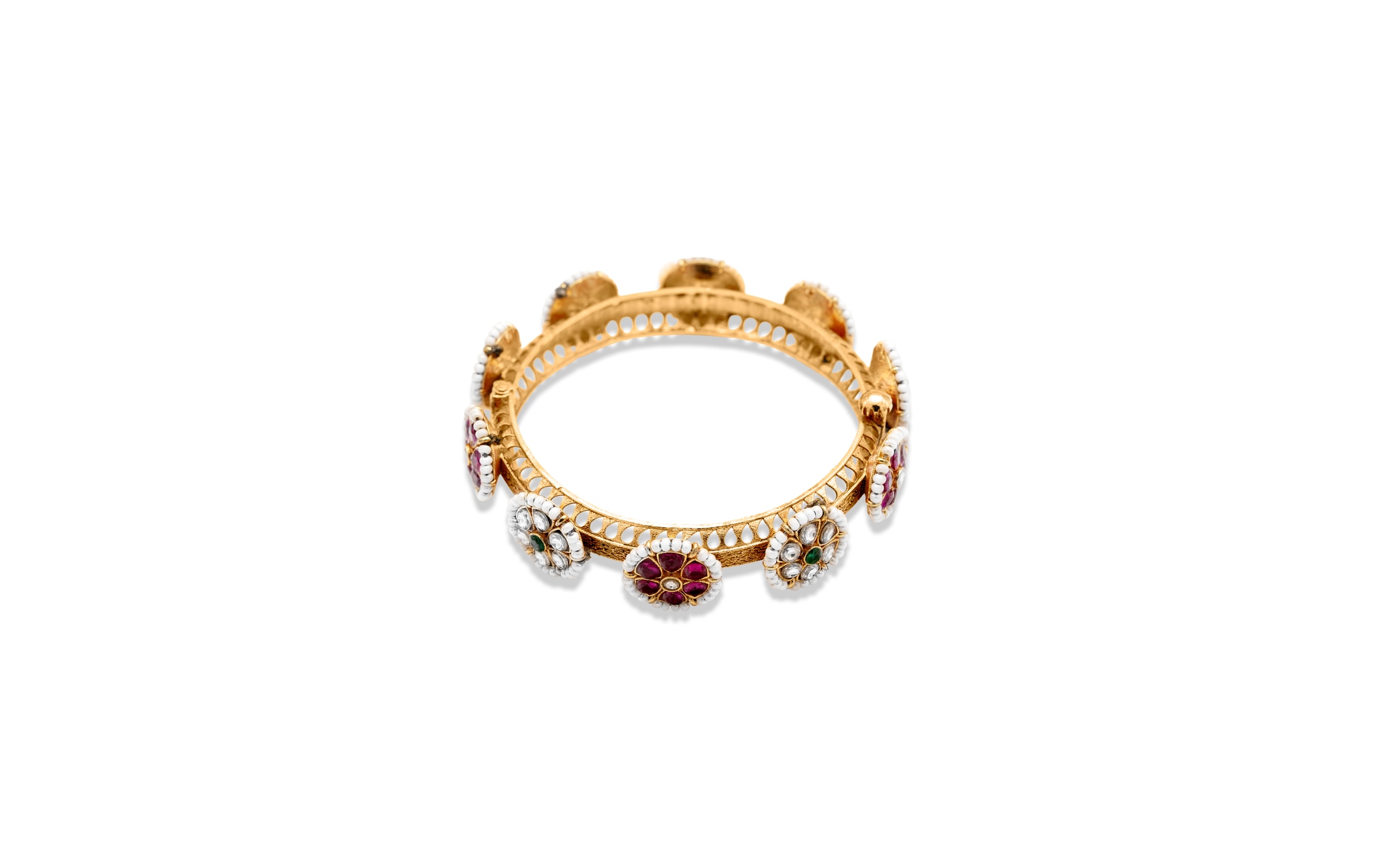 22K GOLD FLORAL GEM KADA BANGLE