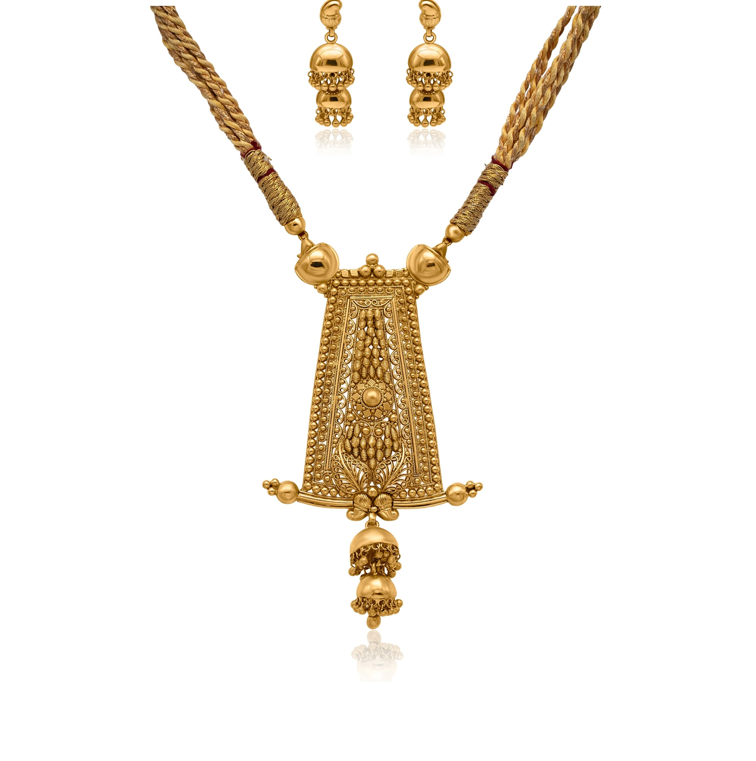 22K GOLD FILIGREE PENDANT SET
