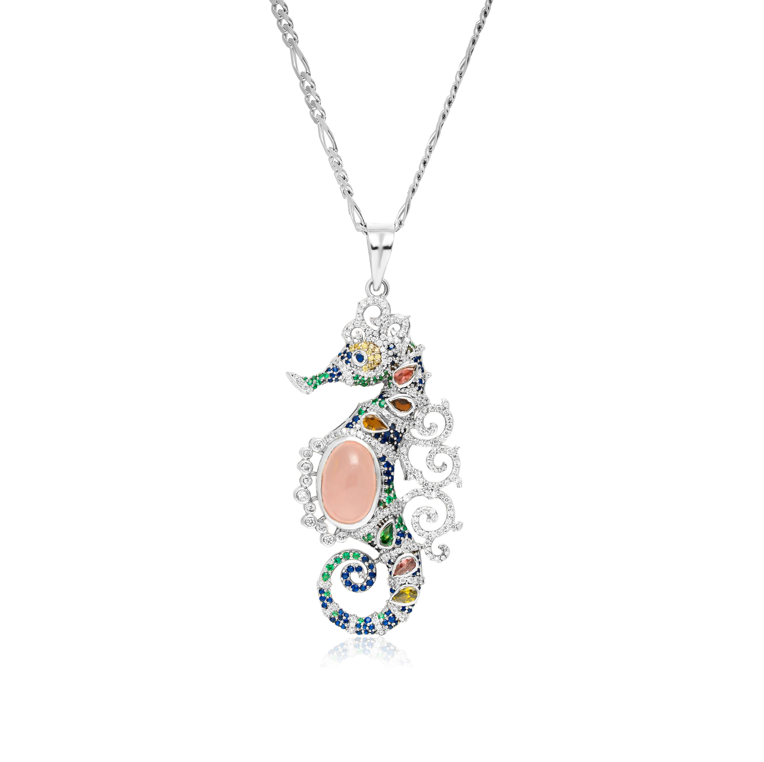 Sparkling sea horse silver pendant – handcrafted silver PENDANTS (alternate view)