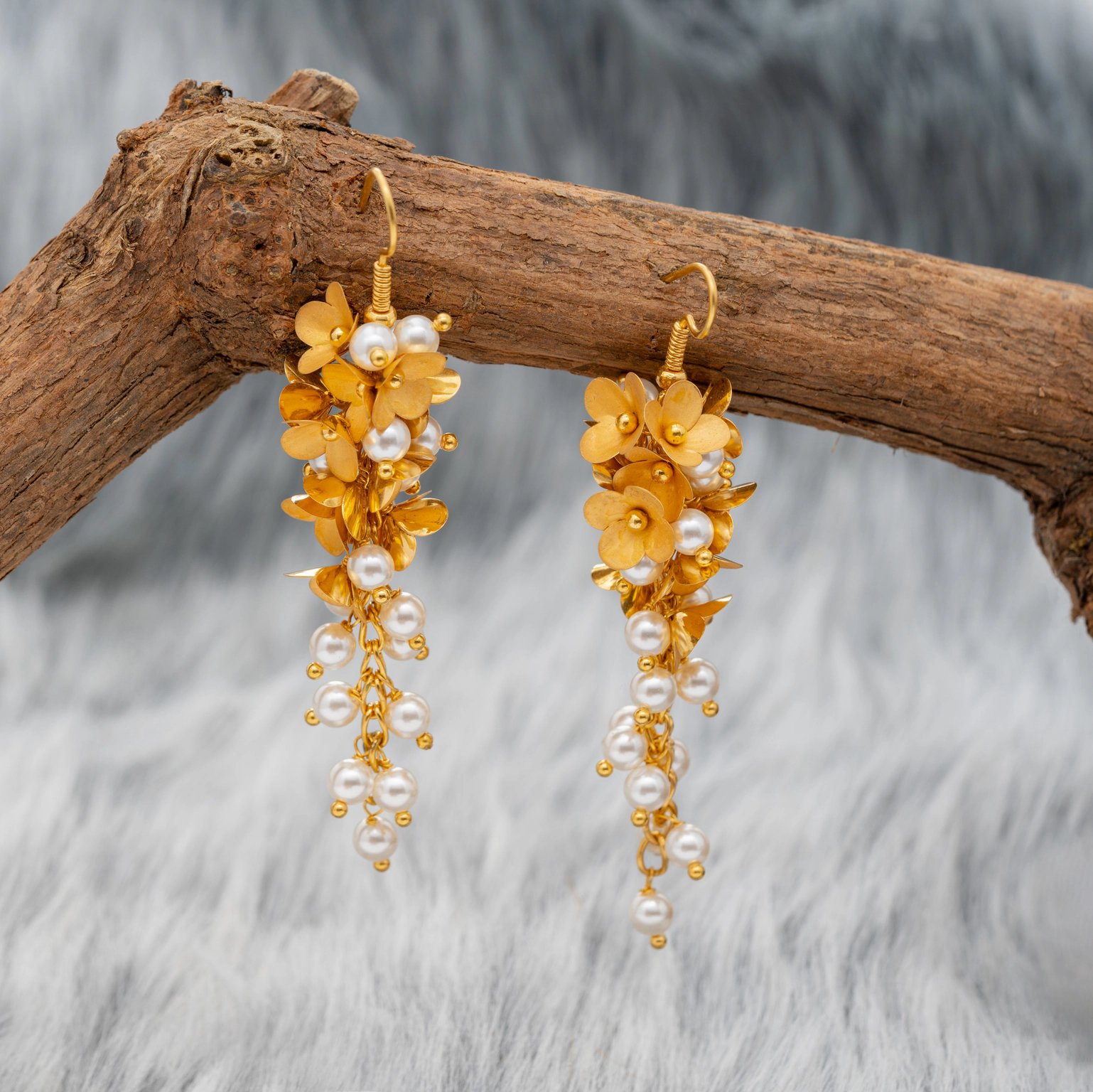 FLORAL CASCADE GOLD EARRINGS