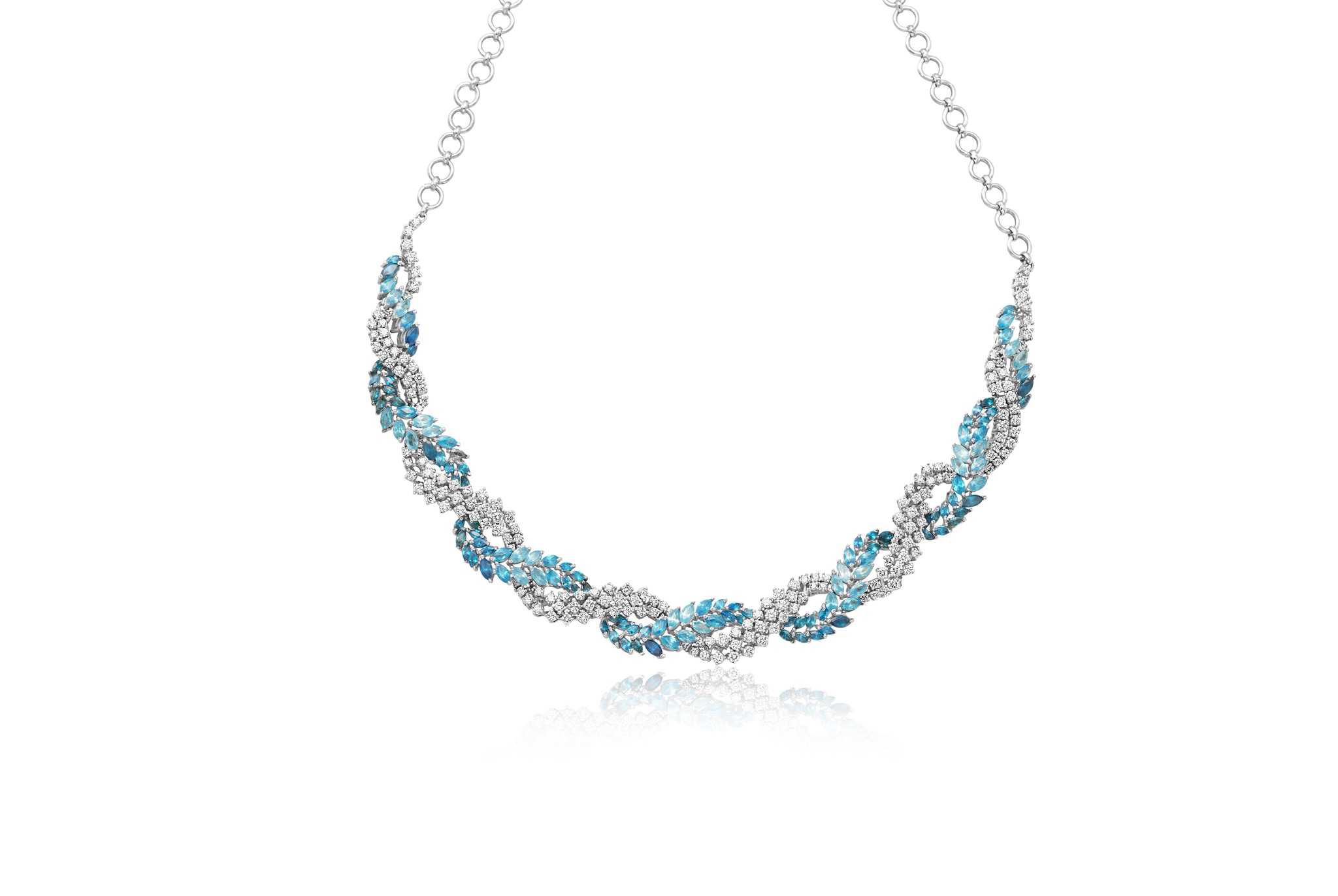 VIBRANT TOPAZ AND DIAMOND NECKLACE SET (18k With Natural Diamonds)