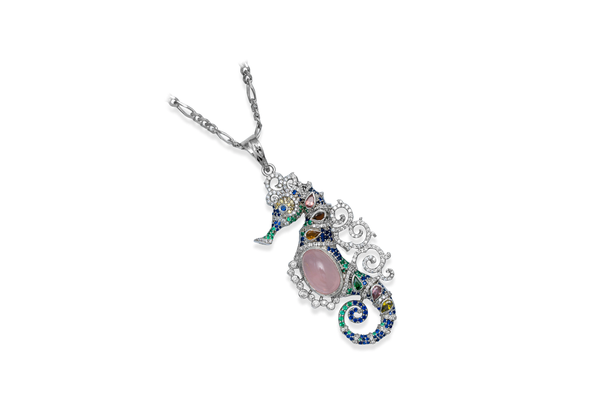 SPARKLING SEA HORSE SILVER PENDANT