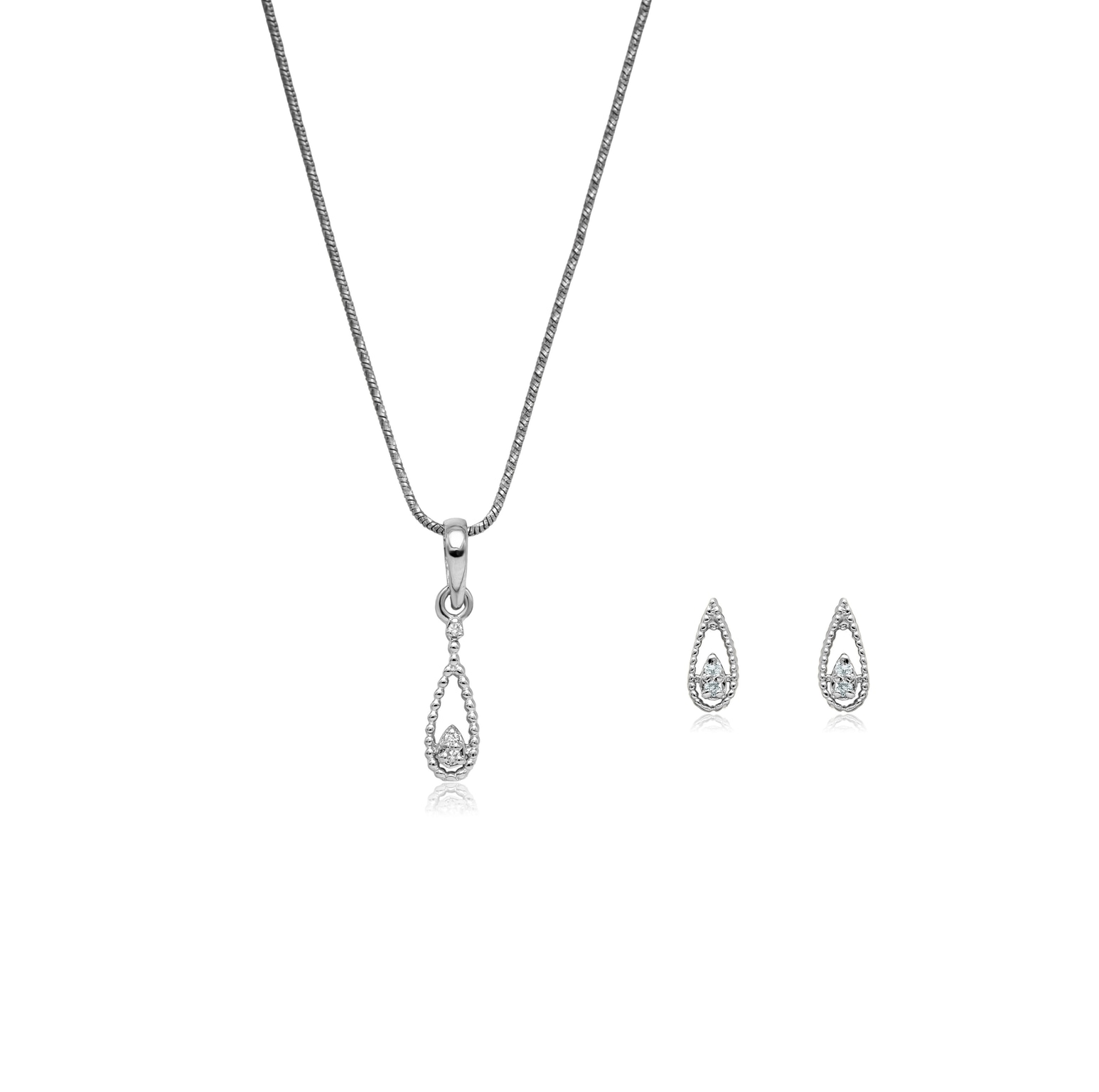 RAINDROP RADIANCE SILVER PENDANT SET