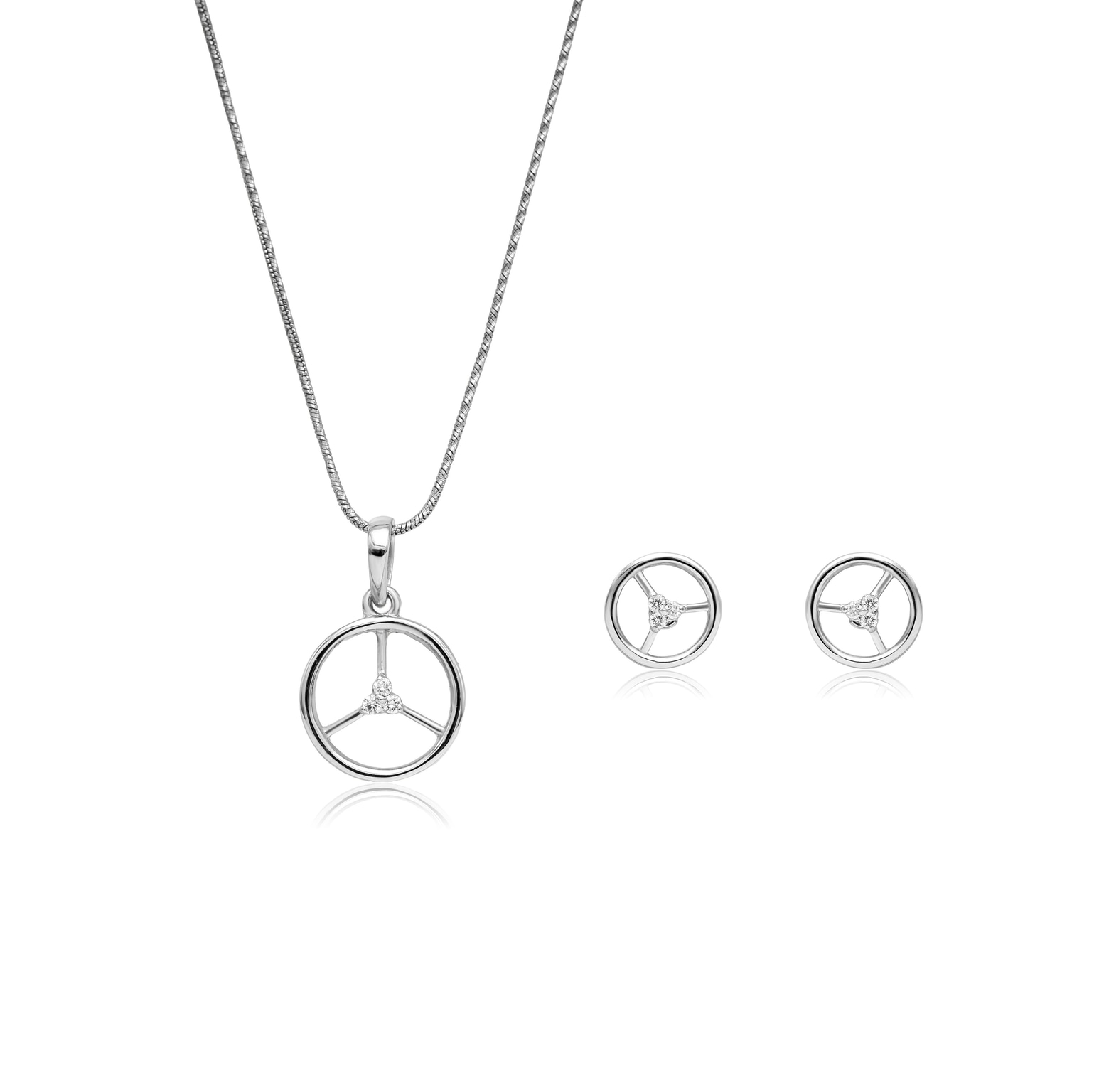 SHIMMERING SPOKE SILVER PENDANT SET