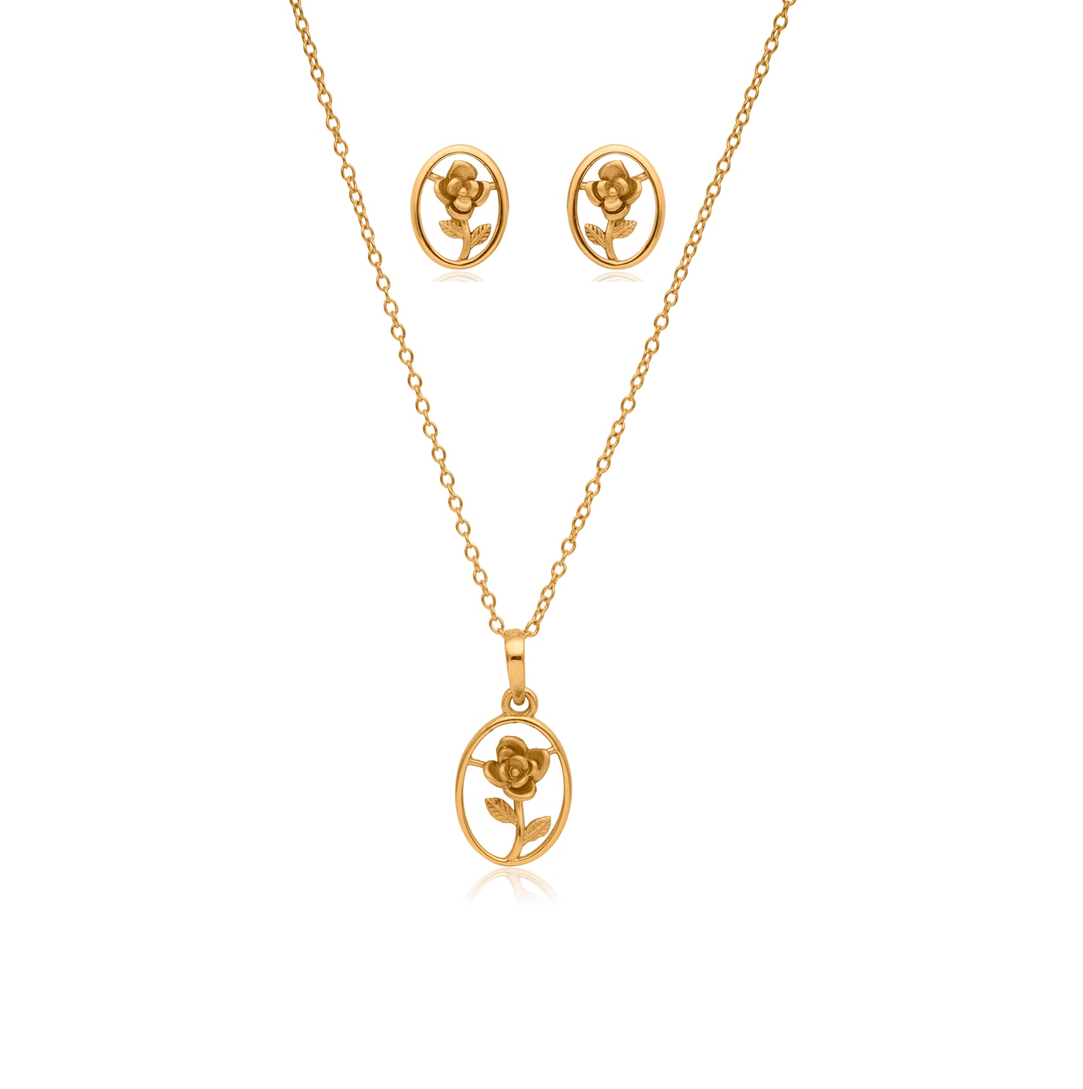 GOLD ROSE PENDANT SET