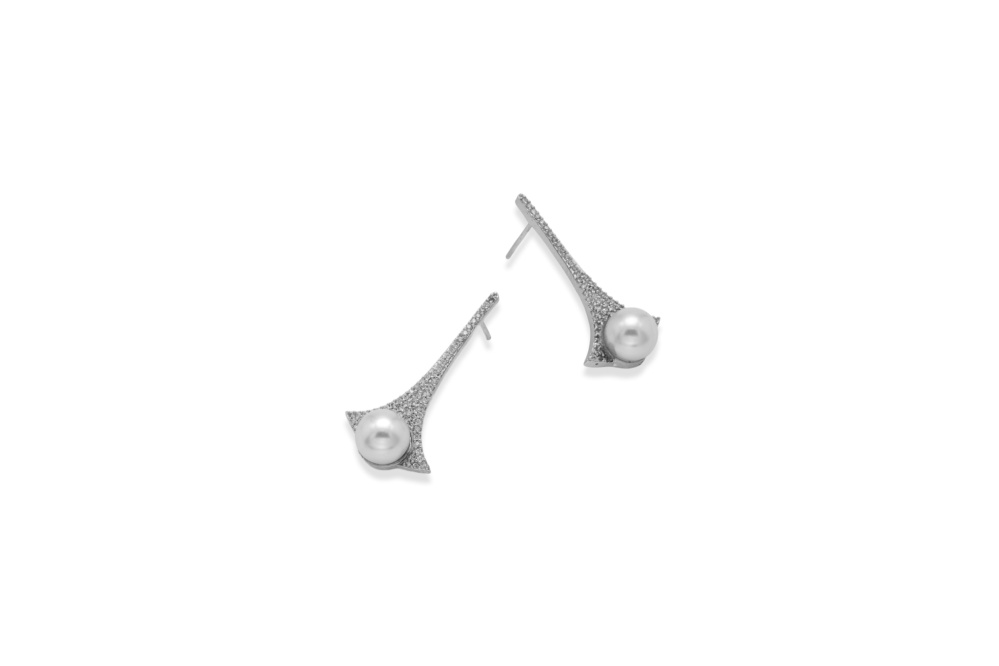 Silver veil pearl earrings – handcrafted silver EARRINGS (alternate view)