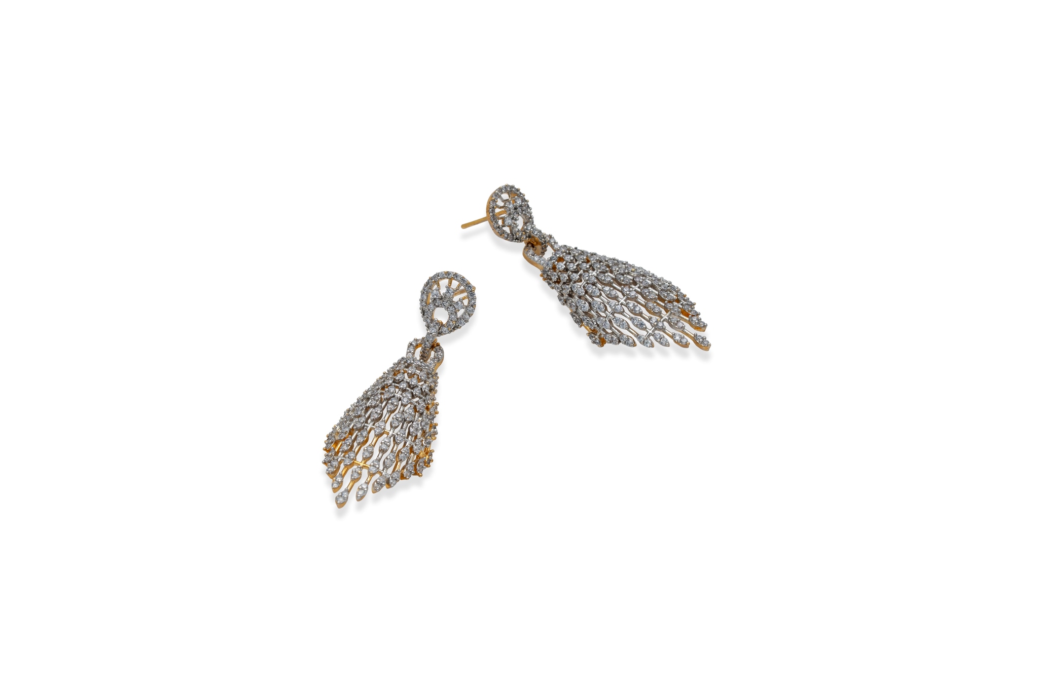Zirconia waterfall silver earrings – handcrafted silver EARRINGS (alternate view)