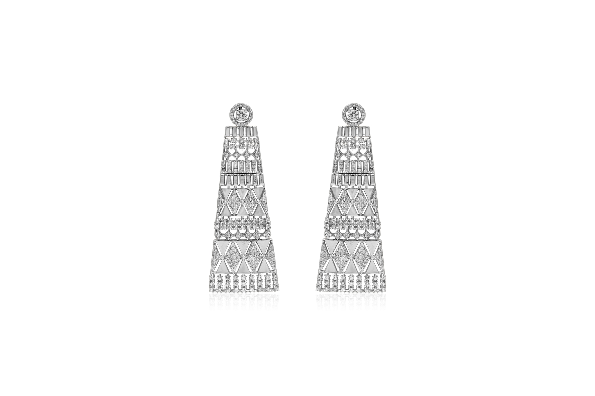Stellar pyramid silver danglers – handcrafted silver EARRINGS