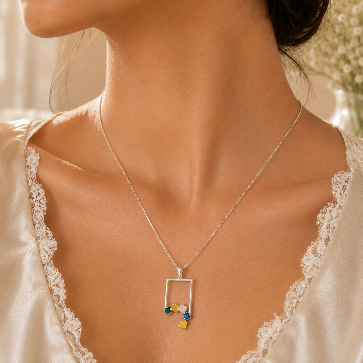COLOUR PALETTE SILVER PENDANT
