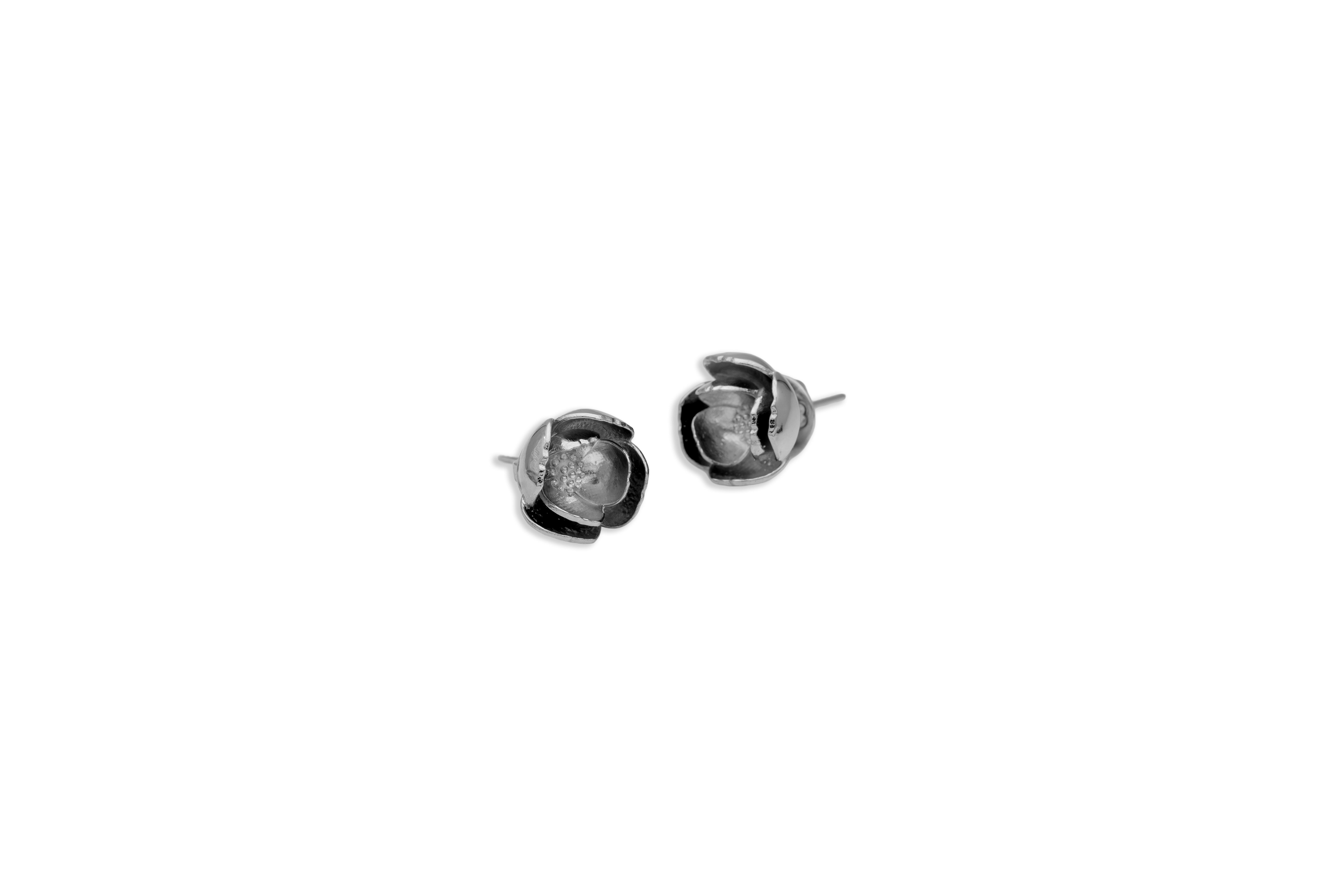 Floral Silver Stud Earrings