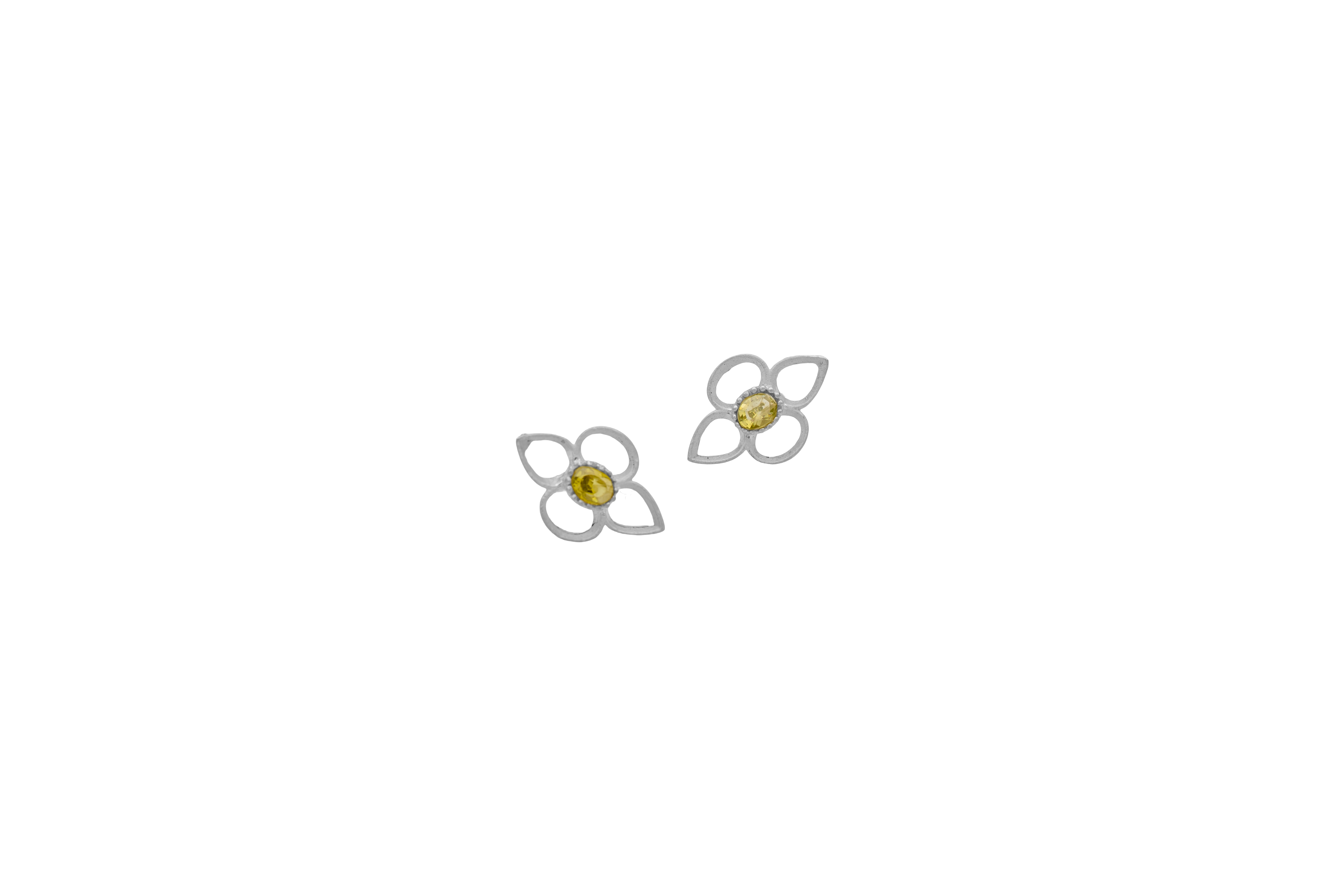 Clover Silhouette Silver Stud Earrings