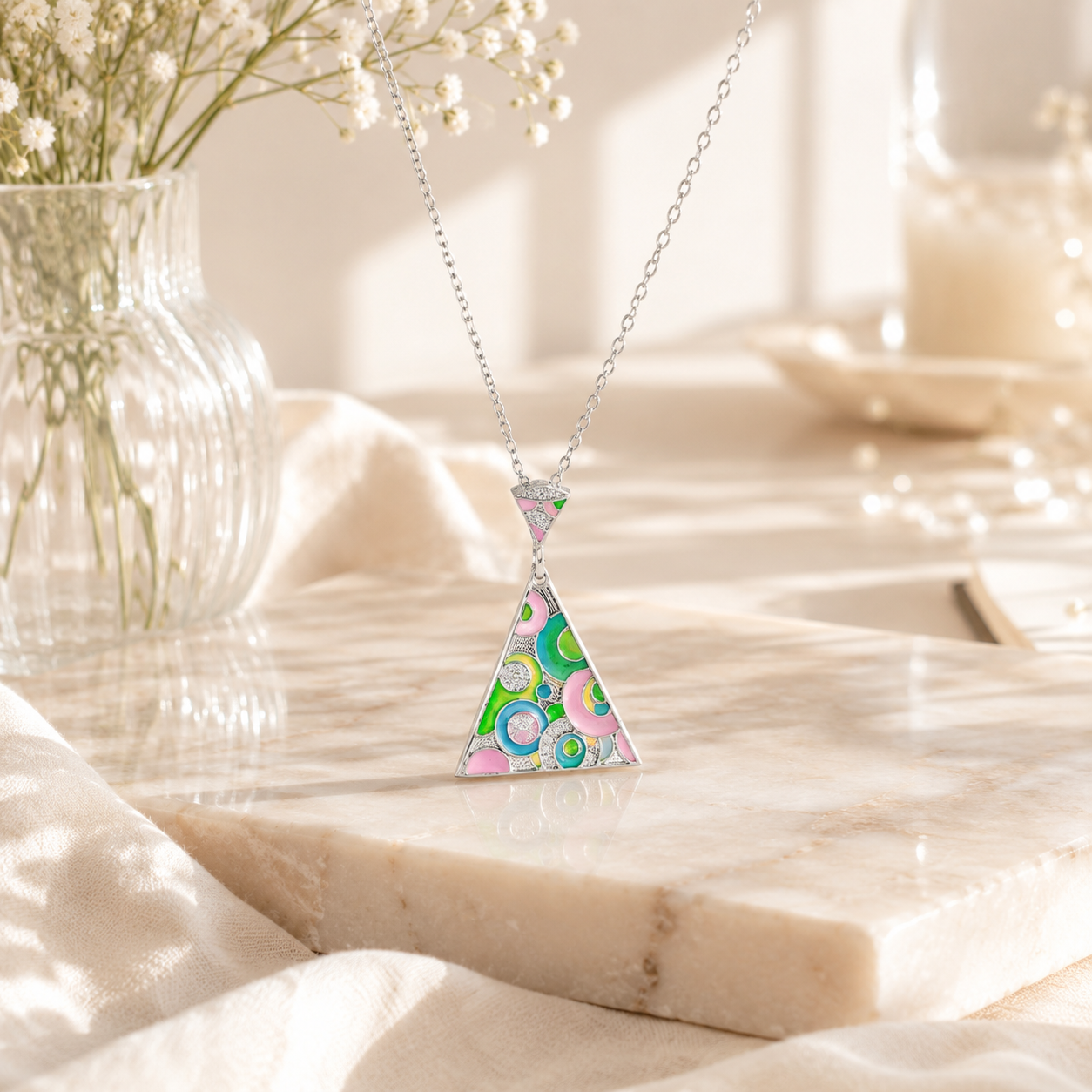 Abstract art silver pendant – handcrafted silver PENDANTS (alternate view)