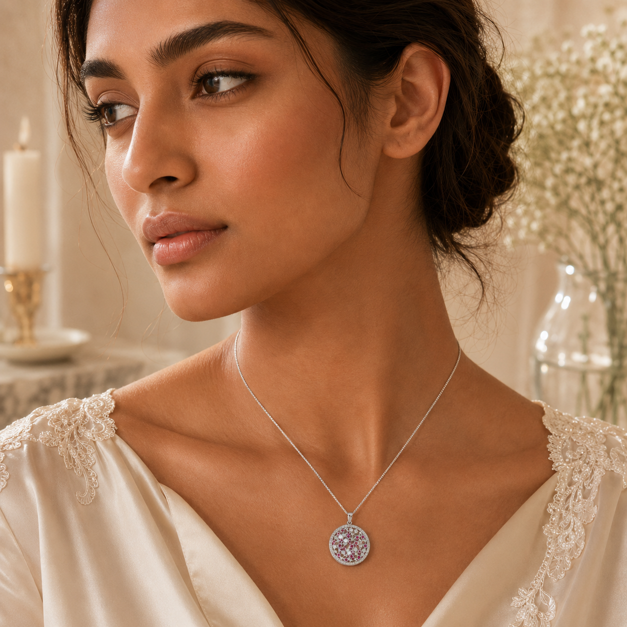 SPARKLE DISC SILVER PENDANT