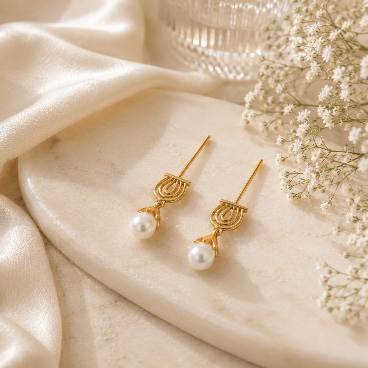 Minimalist gliding silver drop earrings – handcrafted silver EARRINGS (alternate view)